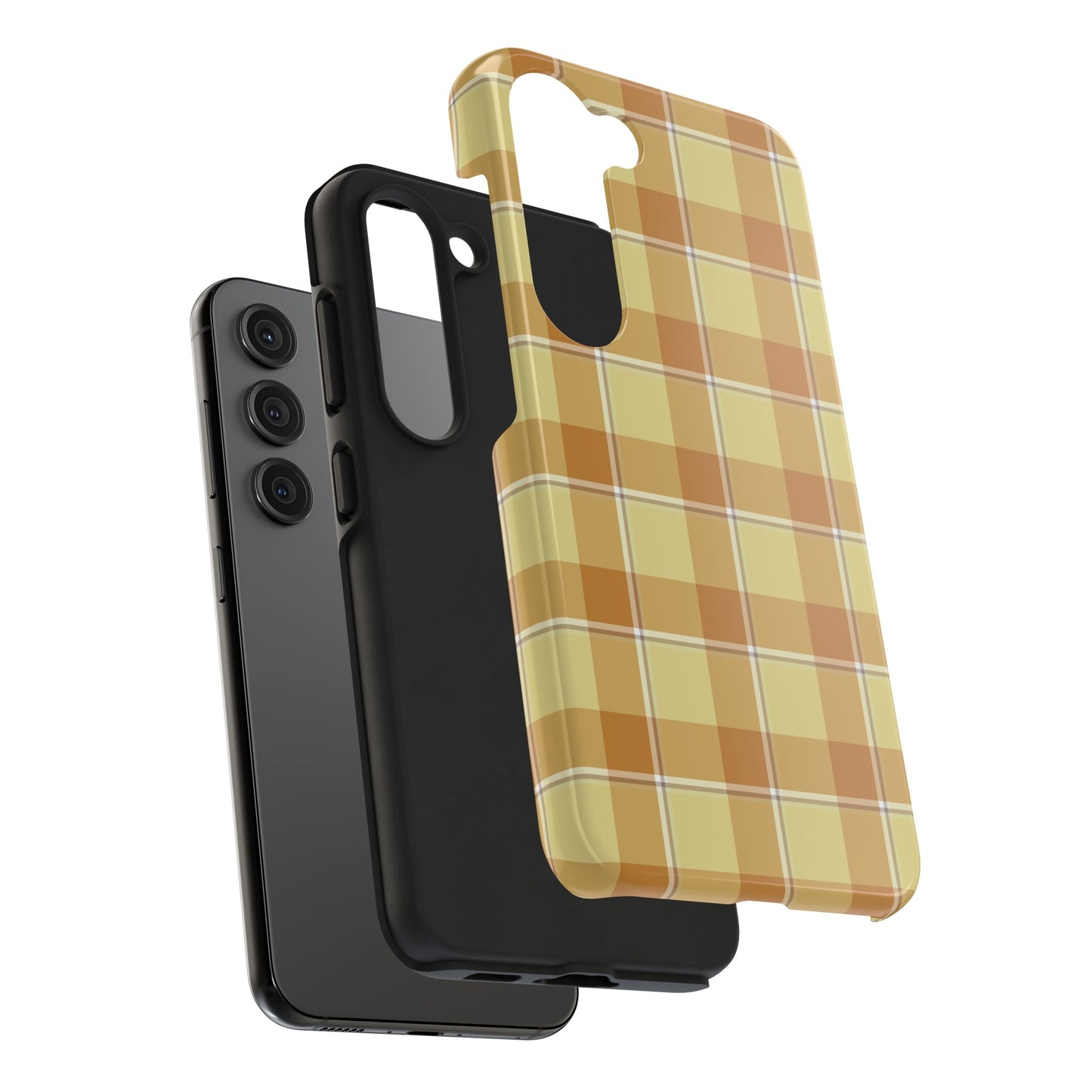 Stylish Autumn Plaid Tough Phone Cases, Trendy Phone Accessories, Durable Phone Protection, Yellow and Brown Plaid, Perfect Gift