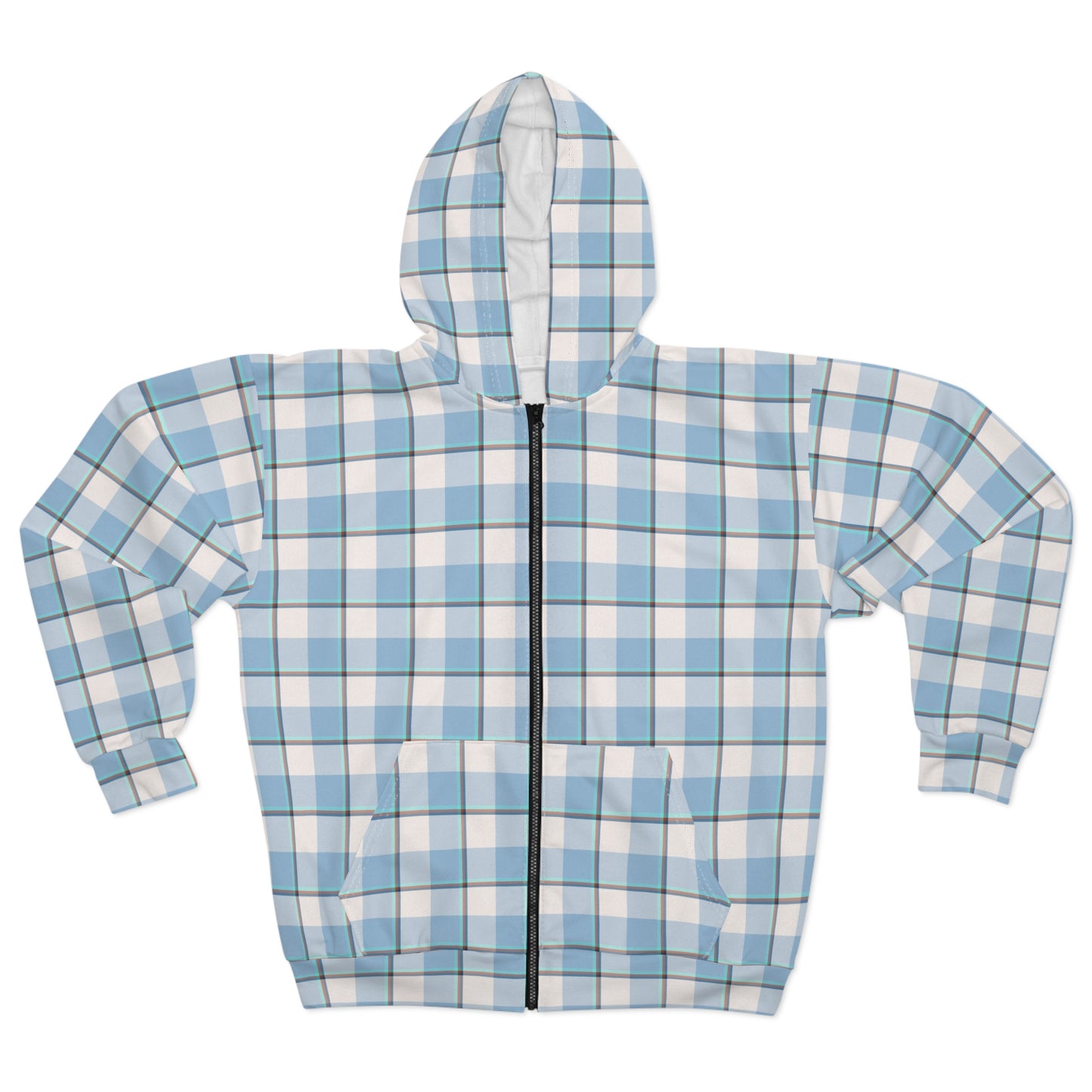 Blue Checkered Unisex Zip Hoodie, Cozy Streetwear for All, Stylish Workout Hoodie, Ideal Gift for Birthdays, Casual Outfits - Celtic Scents