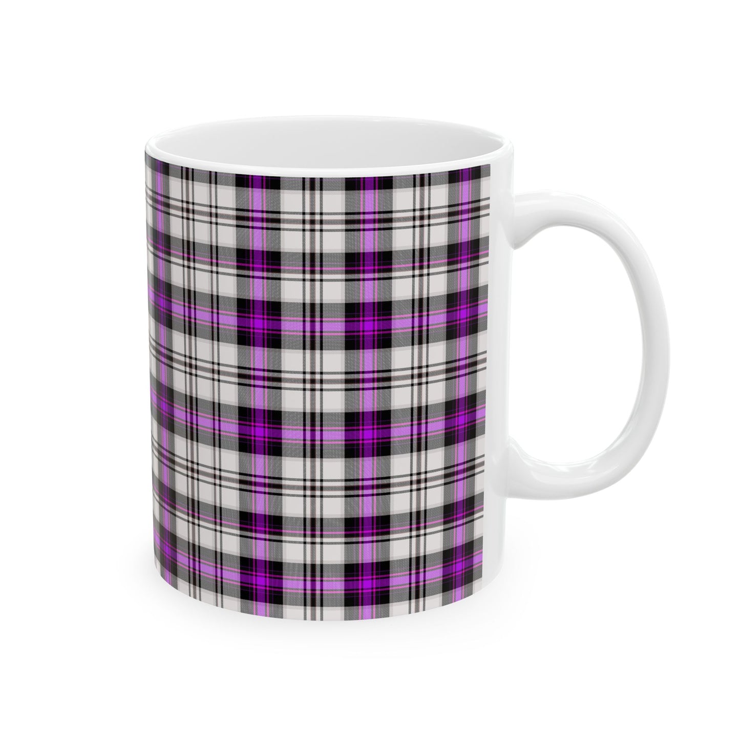 Purple Plaid Ceramic Mug, Cozy Drinkware, Gift for Her, Kitchen Decor, Fall Vibes, 11oz/15oz Options - Celtic Scents