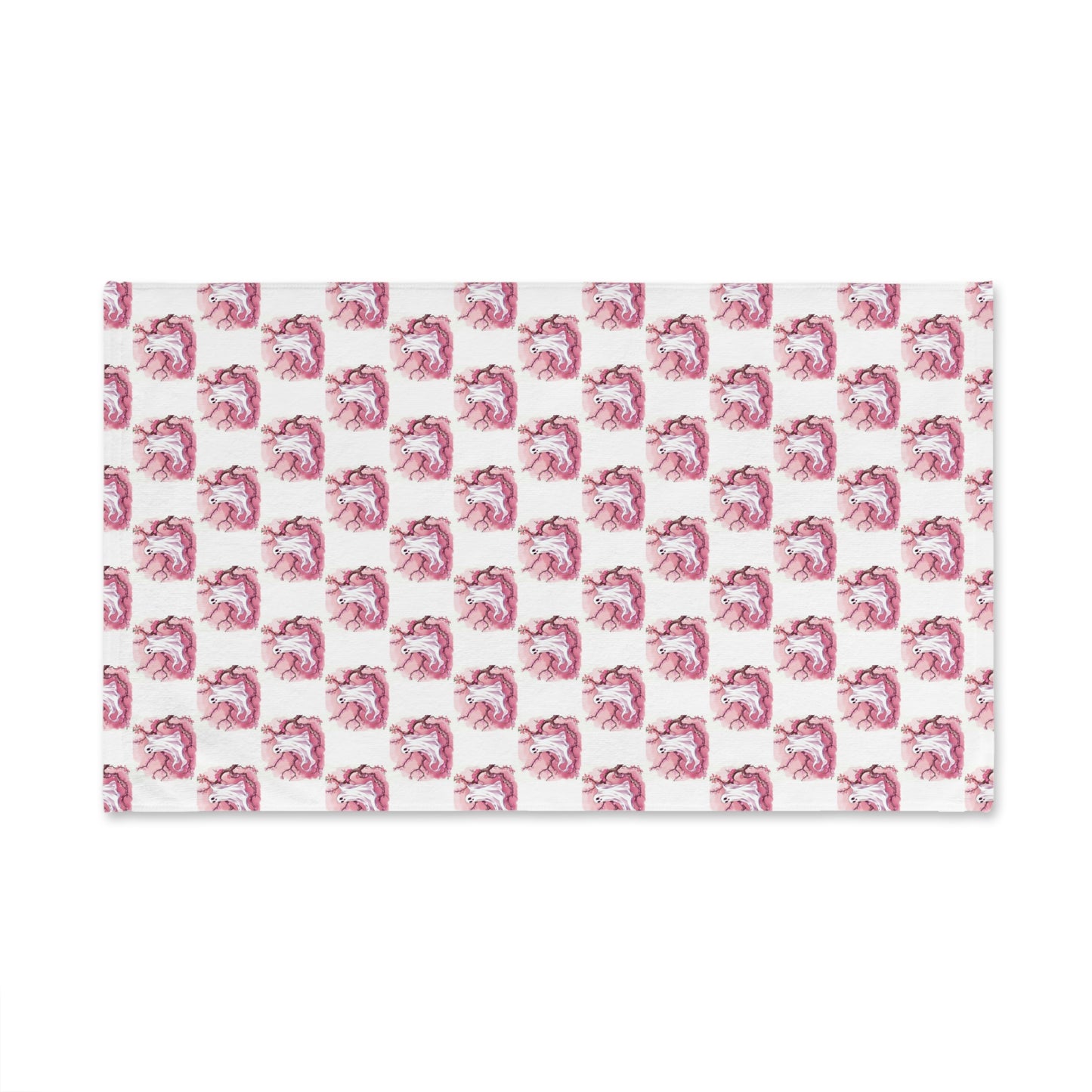 Whimsical Pink Ghost Hand Towel – Cute Bathroom Decor, Gift for Boo Lovers, Soft Cotton Towel, Kids Room Accessory, Home Spa Treat