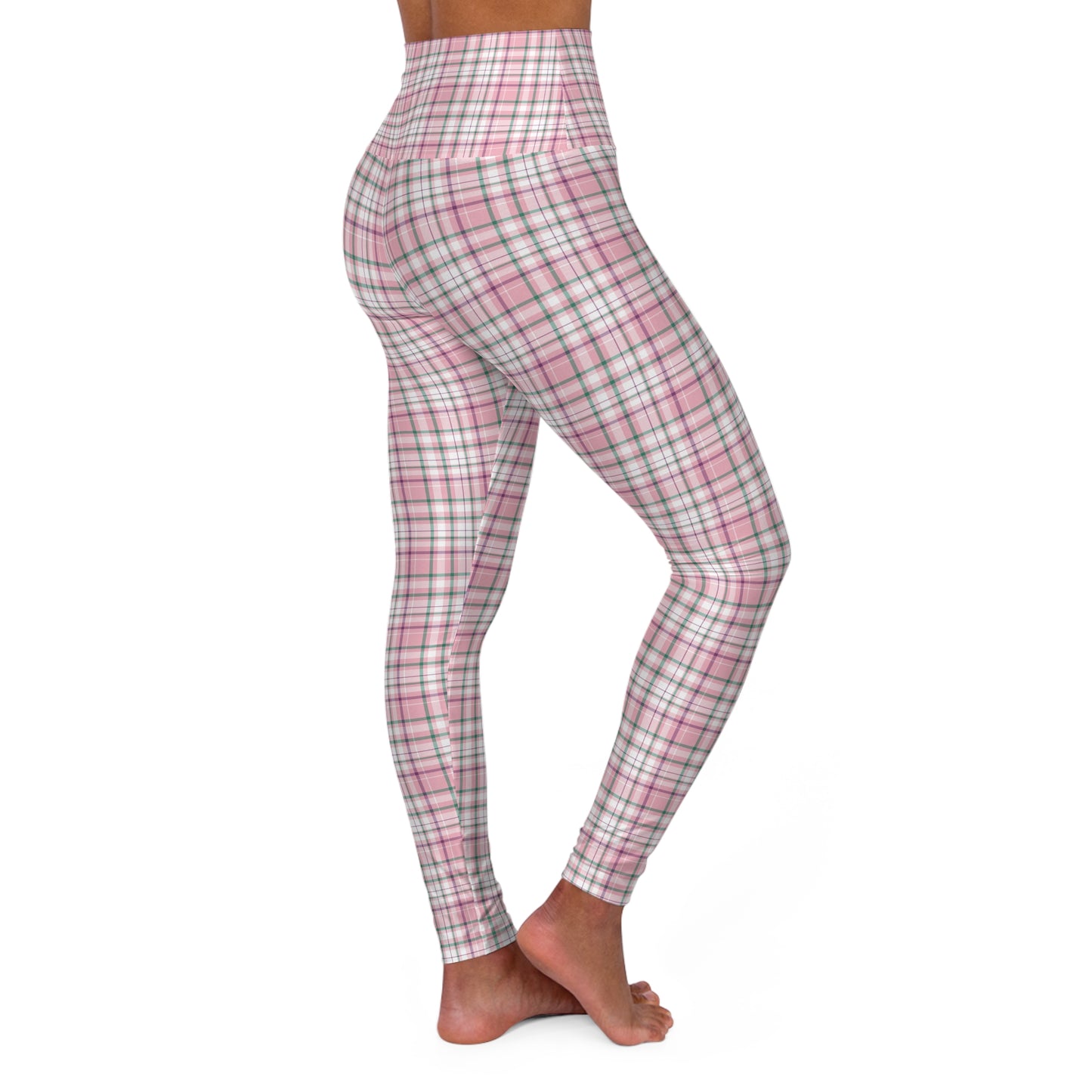 Pink Plaid Yoga Leggings - Celtic Scents