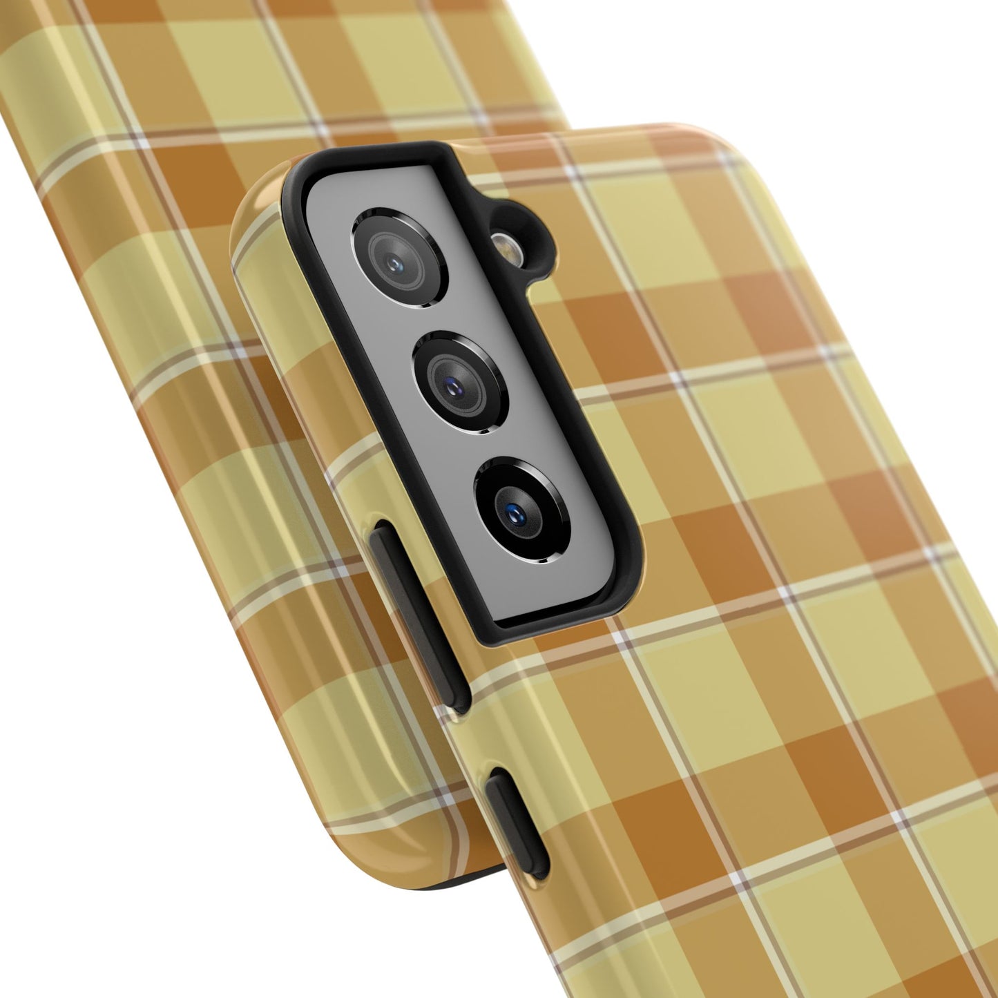 Stylish Autumn Plaid Tough Phone Cases, Trendy Phone Accessories, Durable Phone Protection, Yellow and Brown Plaid, Perfect Gift