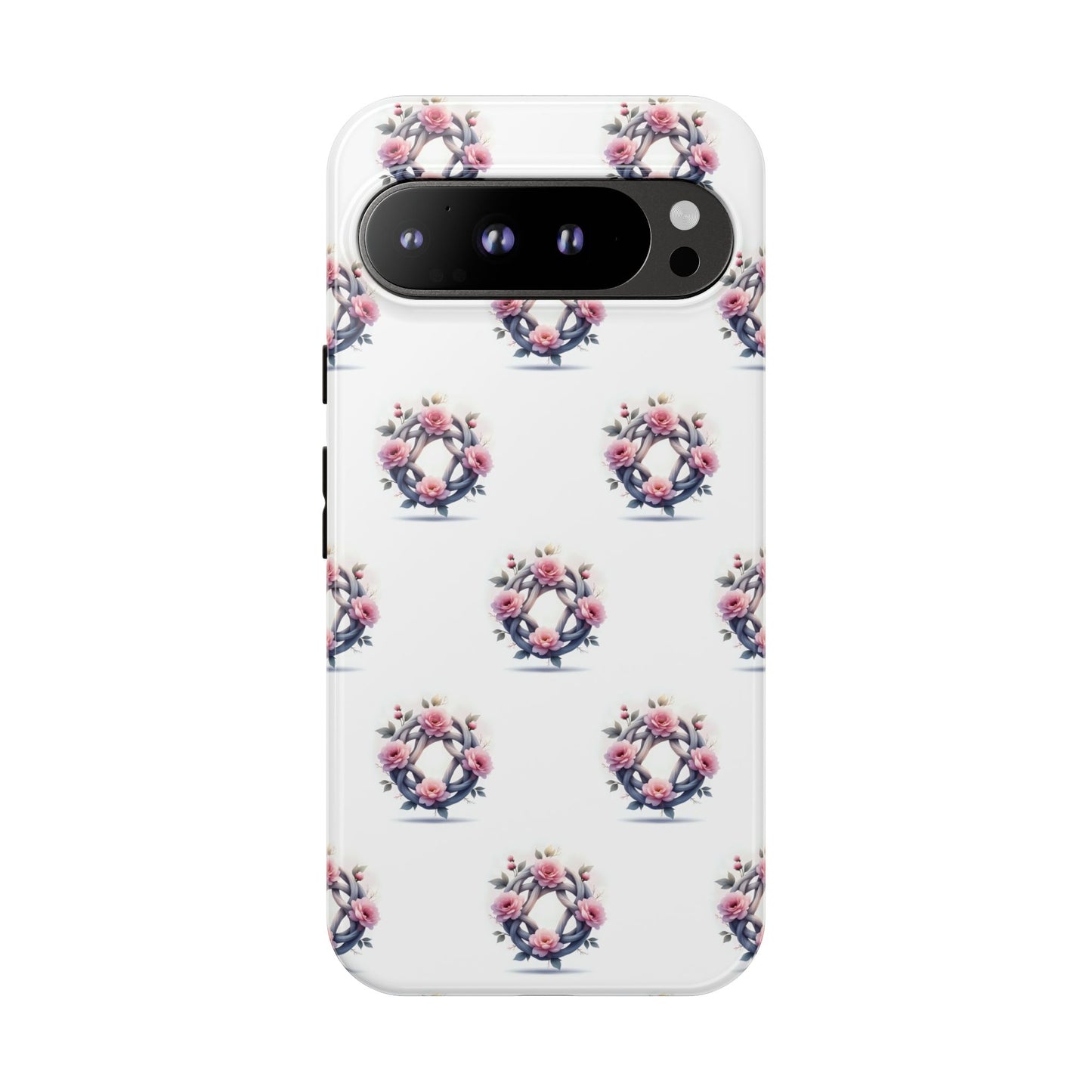 Floral Phone Case, Tough Cases for Women, Cute Celtic Knot Floral Design iPhone Cover, Gift for Her, Stylish Tech Accessories