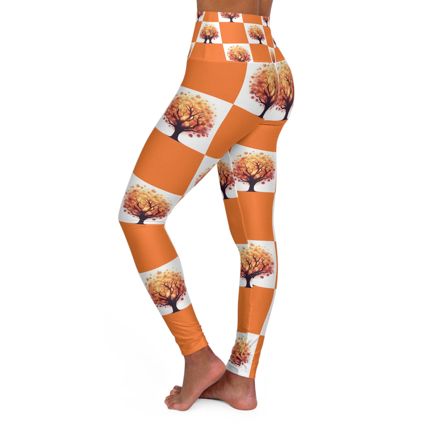 High Waisted Yoga Leggings with Autumn Tree Design, Fitness Wear, Activewear, Gift for Yoga Lovers, Comfortable Leggings, Exercise Apparel - Celtic Scents