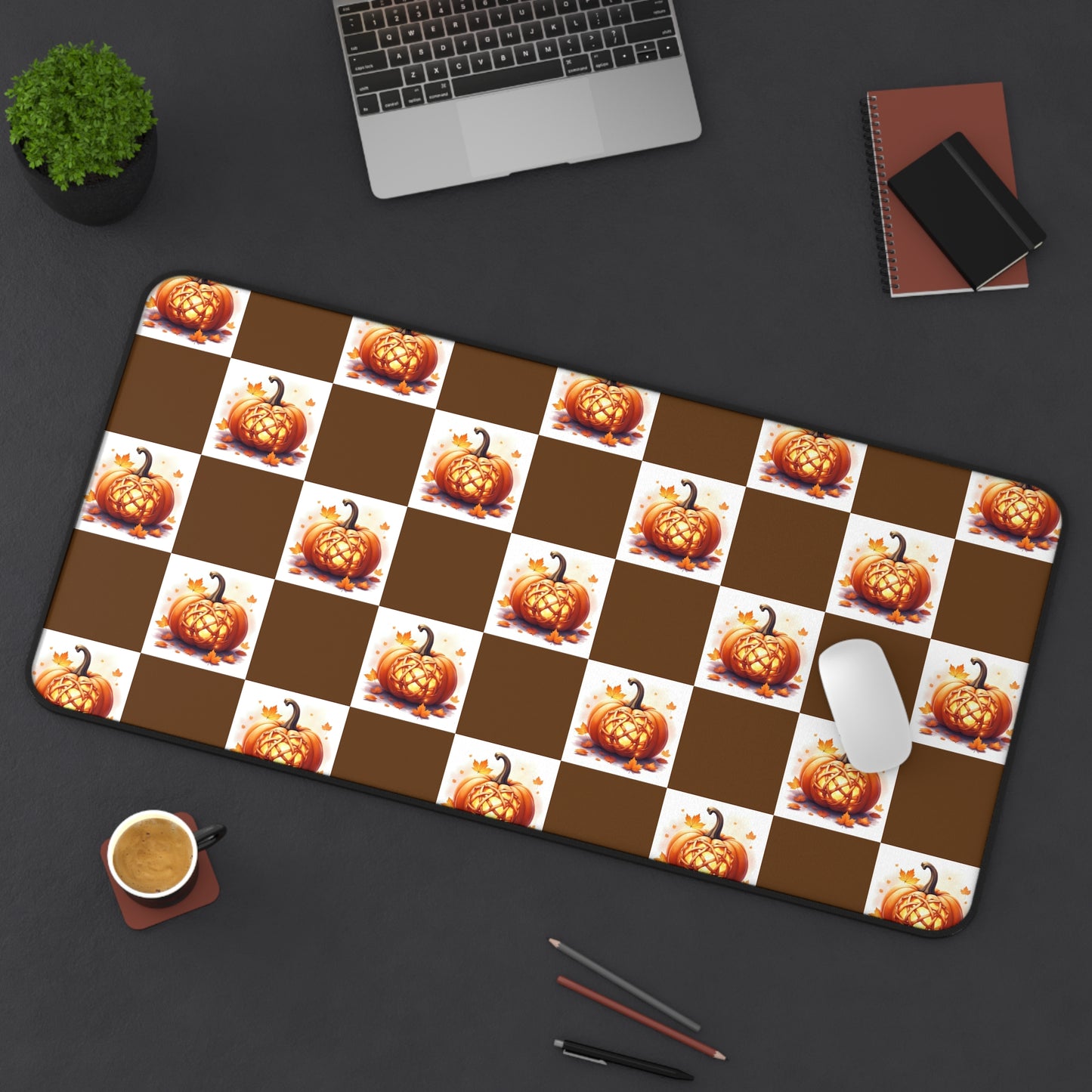 Pumpkin Spice Desk Mat - Autumn Office Decor, Fall Desk Accessory, Seasonal Home Office Gift, Work From Home Essentials, Halloween Decor - Celtic Scents