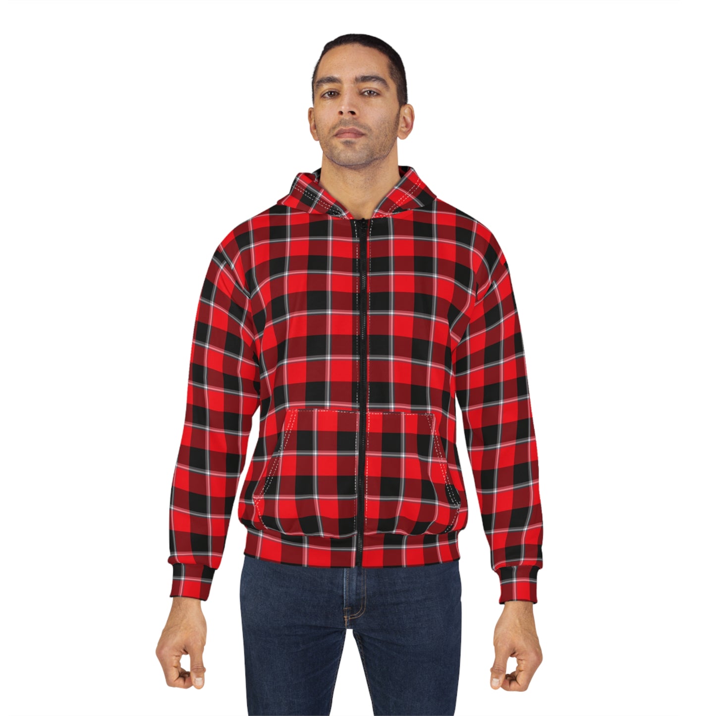 Cozy Plaid Unisex Zip Hoodie, Comfortable Casual Wear, Perfect for Fall, Great Gift for Him/Her, Ideal for Outdoor Adventures - Celtic Scents