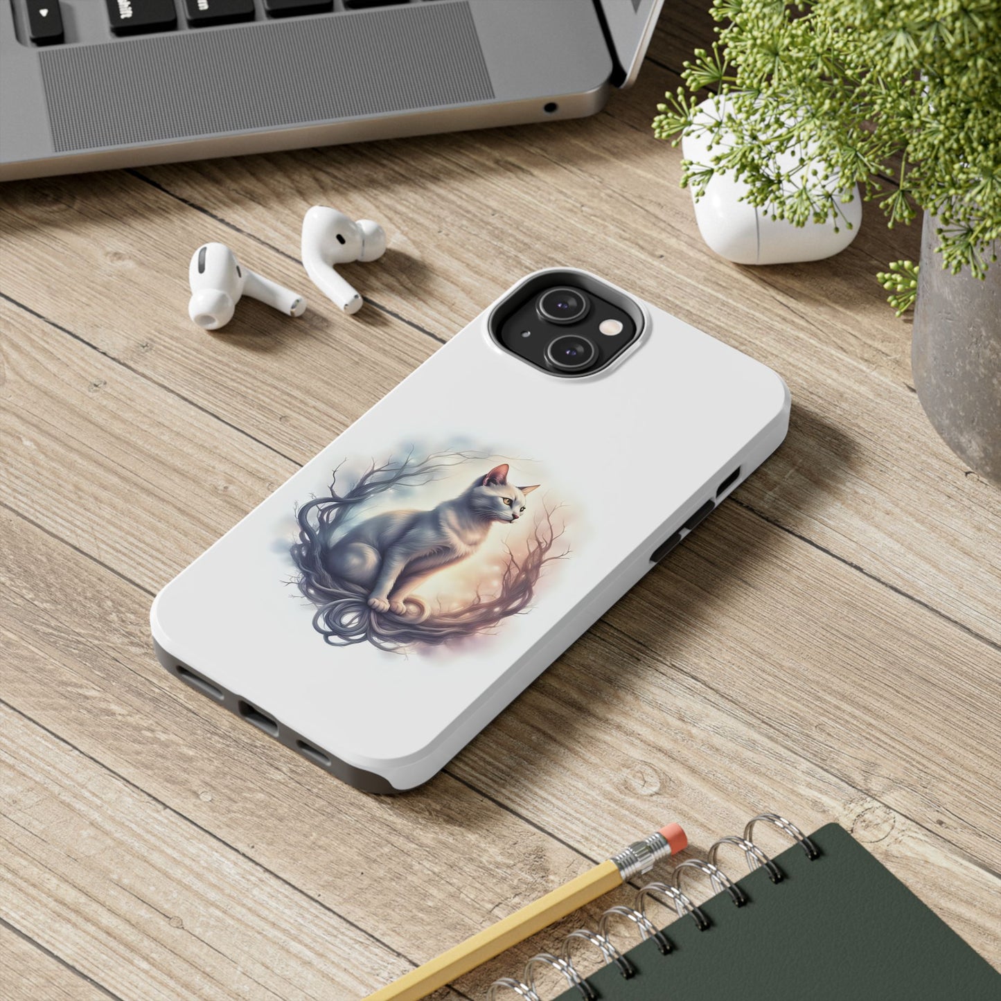 Artistic Cat Phone Case, Tough Phone Cases, Pet Lover Gift, Cat Lover Accessory, Unique Phone Cover, Protector Case - Celtic Scents