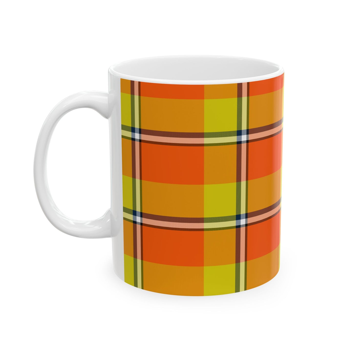 Vibrant Autumn Plaid Ceramic Mug | Cozy Coffee Cup, Autumn Decor, Gift for Her, Kitchen Essentials, Colorful Mug - Celtic Scents