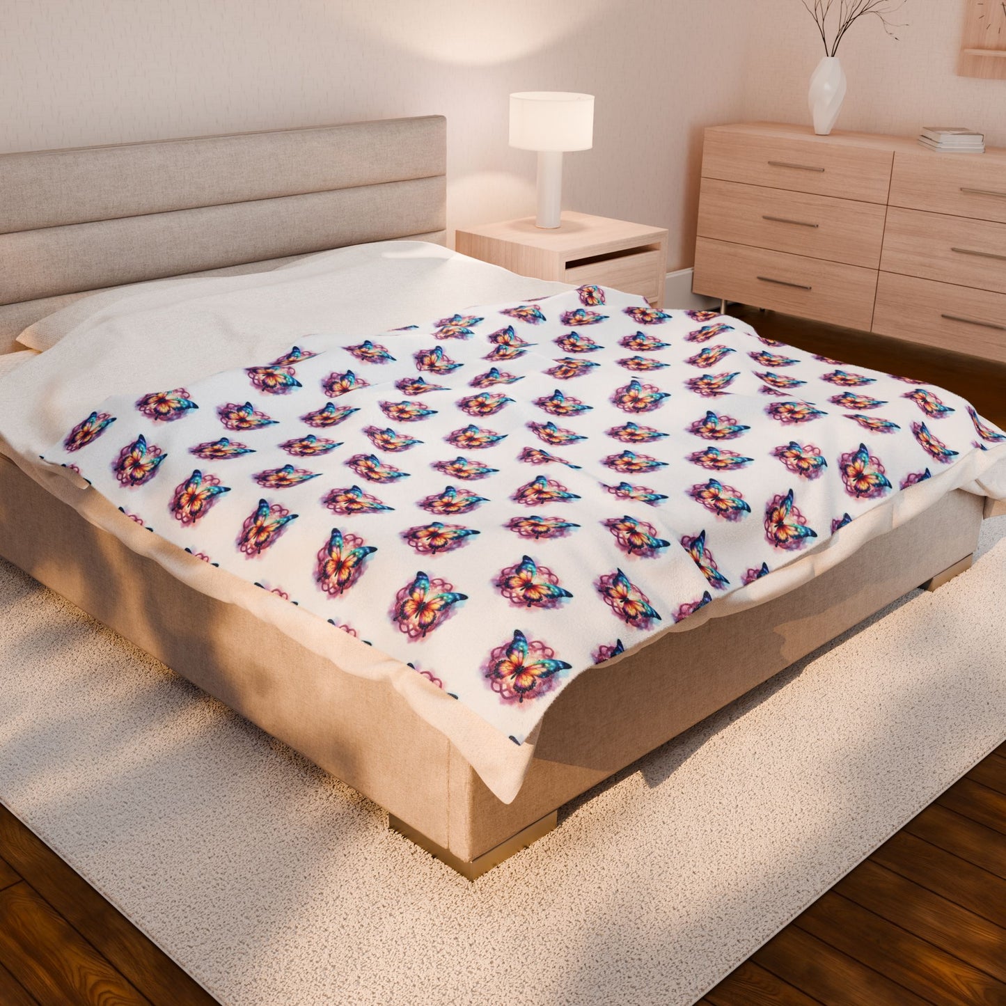 Cozy Butterfly Patterned Velveteen Plush Blanket, Soft Throw for Home Decor, Perfect Gift for Butterfly Lovers, Warm Snuggle Blanket - Celtic Scents