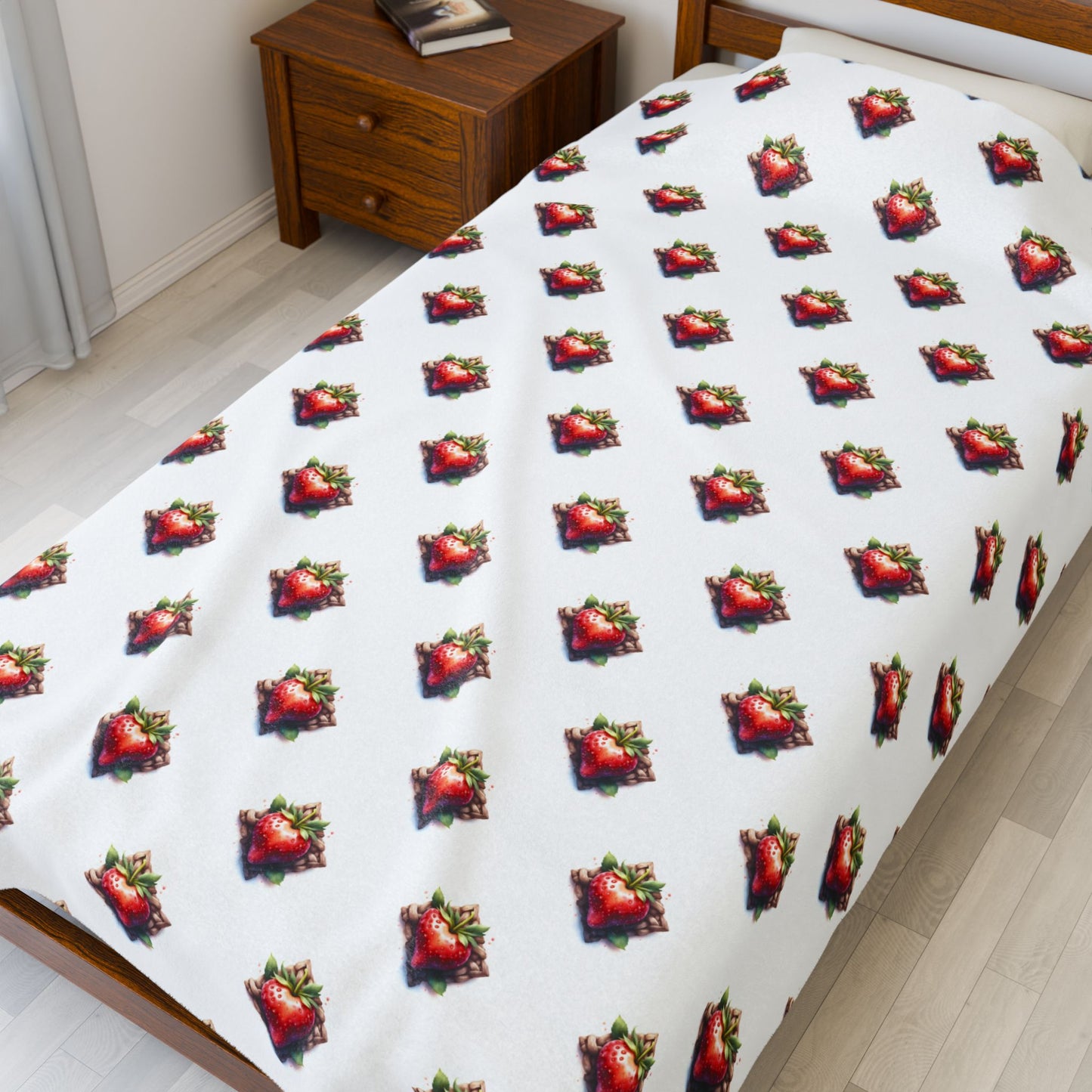 Strawberry Design Velveteen Plush Blanket | Cozy Gift for Home, Soft Blanket for Winter, Holiday Decor, Bedroom Accessory, Comfortable Throw - Celtic Scents