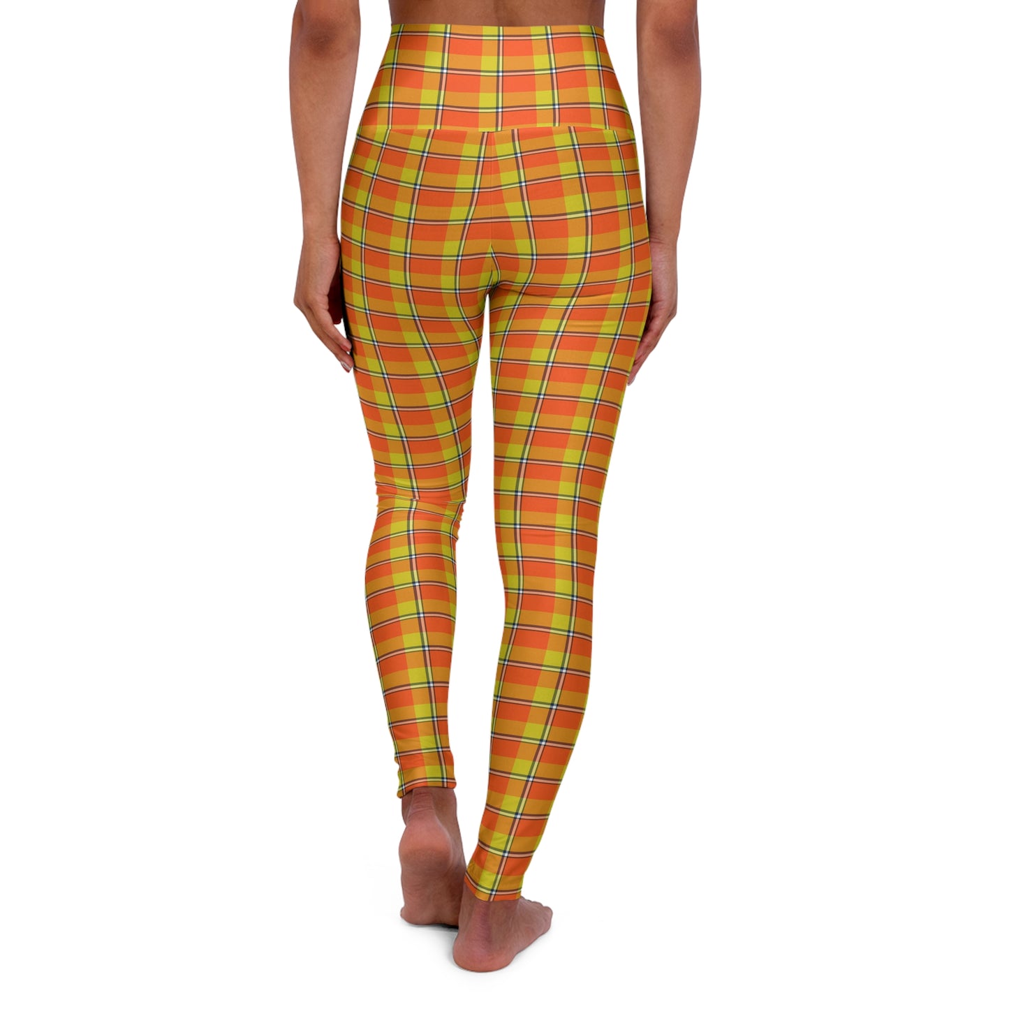 High Waisted Yoga Leggings in Vibrant Checkered Print | Stylish Activewear for Yoga, Gym, Fitness, Dance, and Everyday Wear, Autumn Design - Celtic Scents