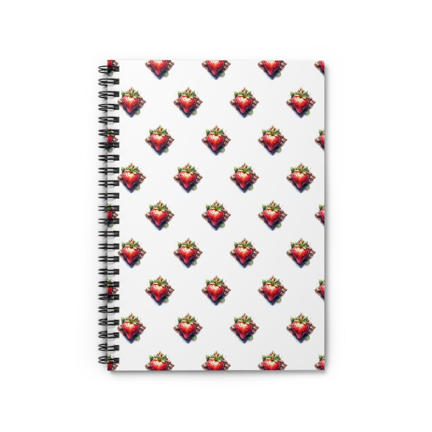 Strawberry Pattern Spiral Notebook - Ruled Lines, Cute Notebook for School, Gift for Students, Journal, Note Taking, Spring Vibes - Celtic Scents