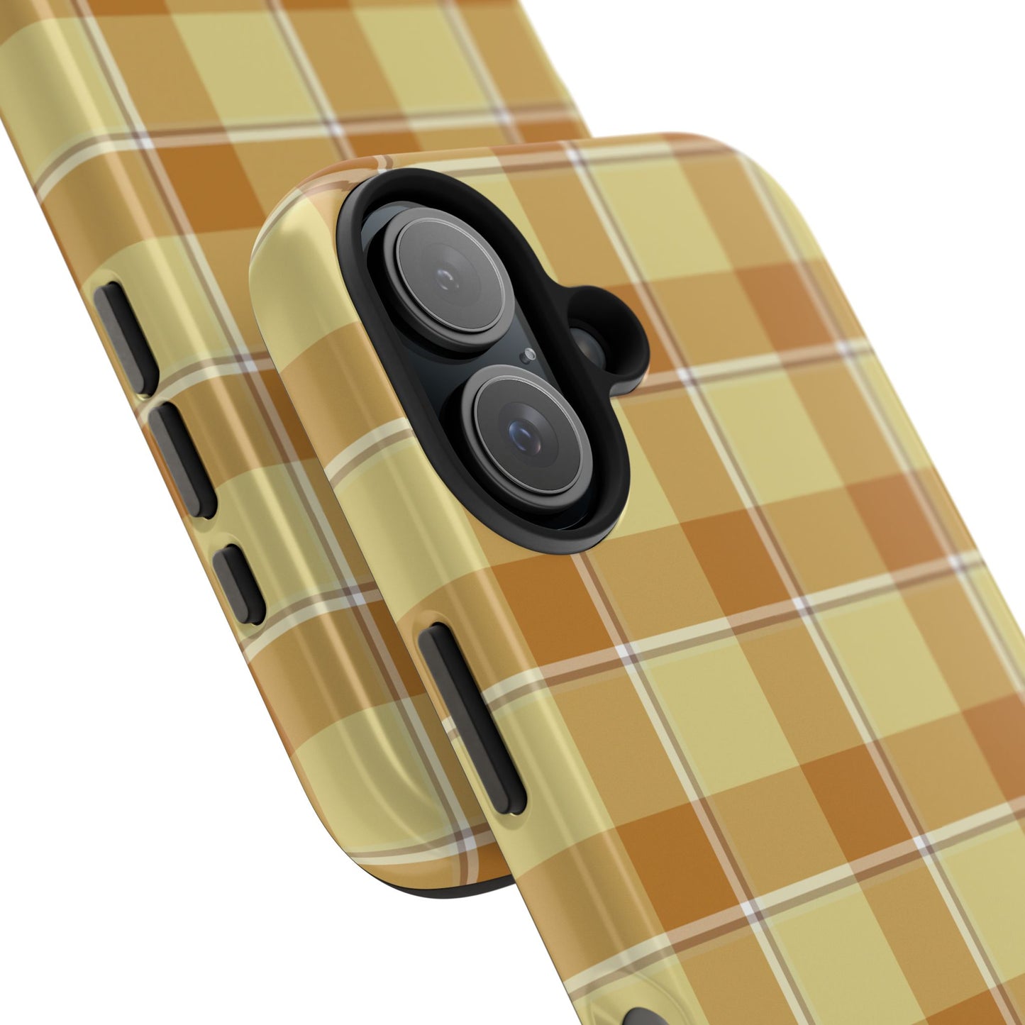 Stylish Autumn Plaid Tough Phone Cases, Trendy Phone Accessories, Durable Phone Protection, Yellow and Brown Plaid, Perfect Gift