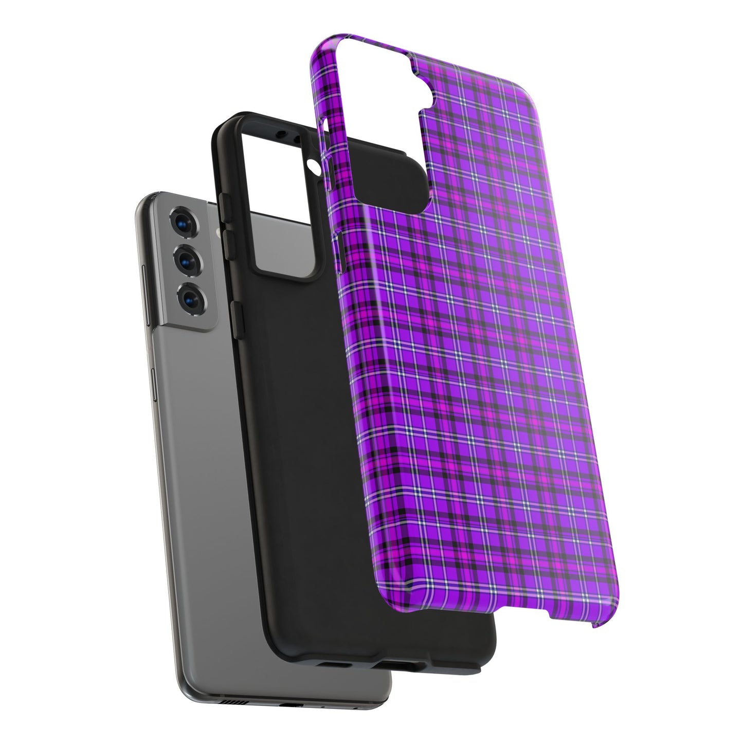 Purple Plaid Stylish Tough Phone Cases, Durable Phone Cover, Protective Case, Trendy Design, Gifts for Her