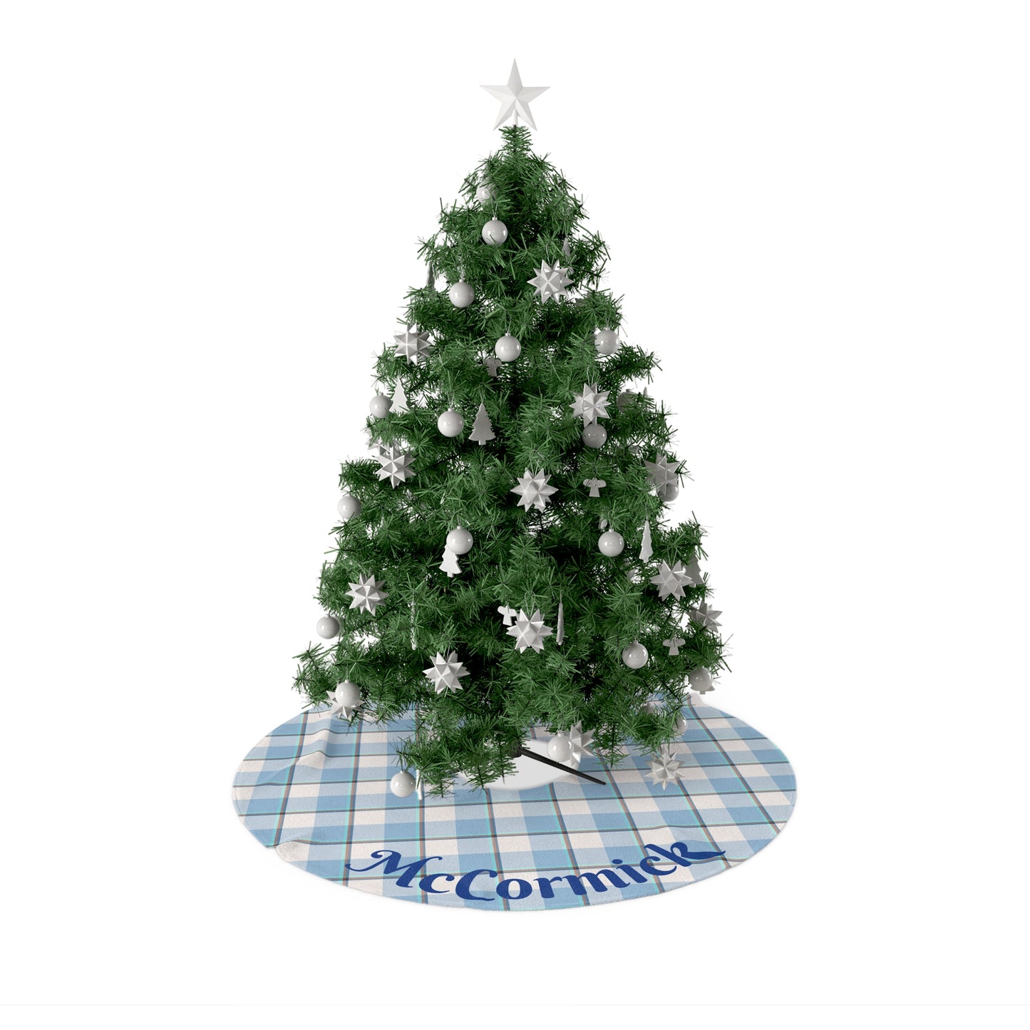 Classic Blue Plaid Christmas Tree Skirt, Personalized Holiday Decor, Festive Home Accessory, Winter Celebration Decor, McCormick Tree Skirt - Celtic Scents