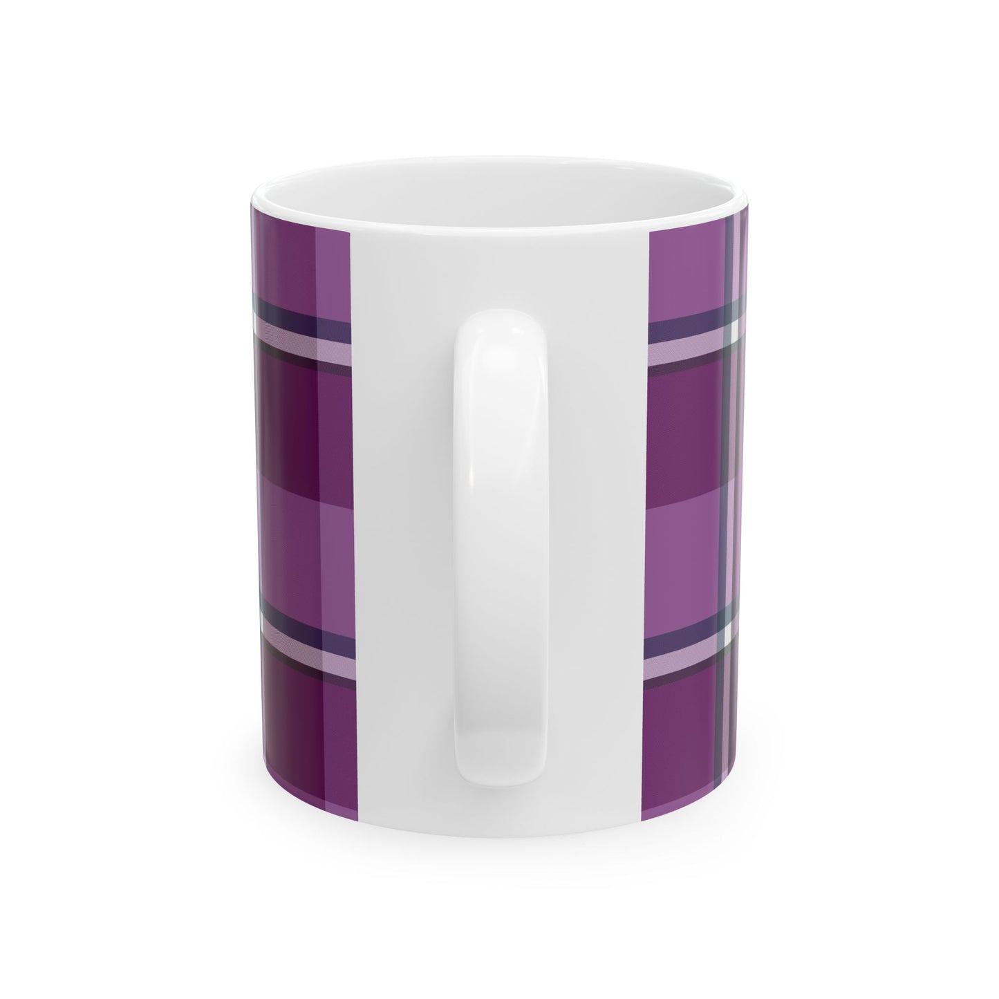Cozy Plum Plaid Ceramic Mug - Perfect for Home, Gift for Coffee Lovers, Seasonal Decor, Tea Drinkers, Cozy Evenings - Celtic Scents