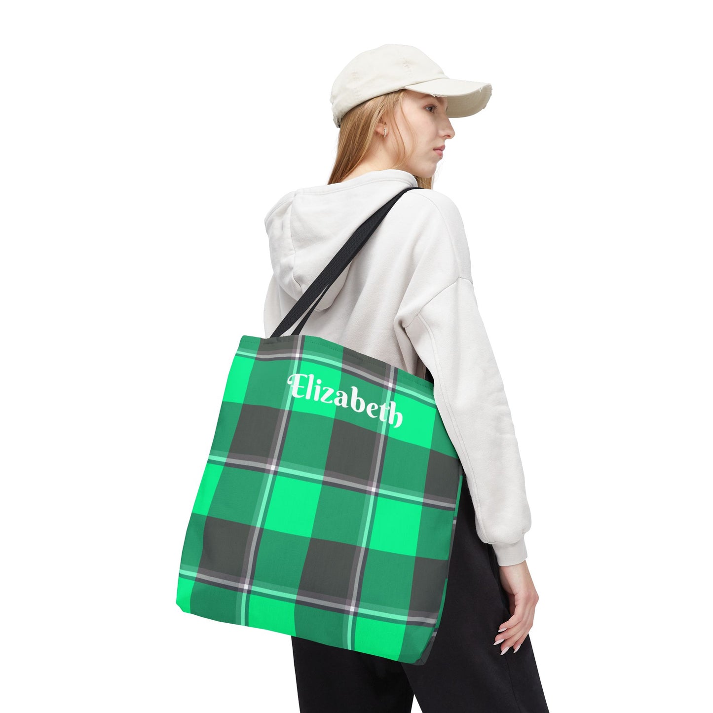 Personalized Green Plaid Tote Bag, Custom Shopping Bag, Eco-Friendly Gift, Beach Bag, Everyday Handbag, Travel Tote - Celtic Scents