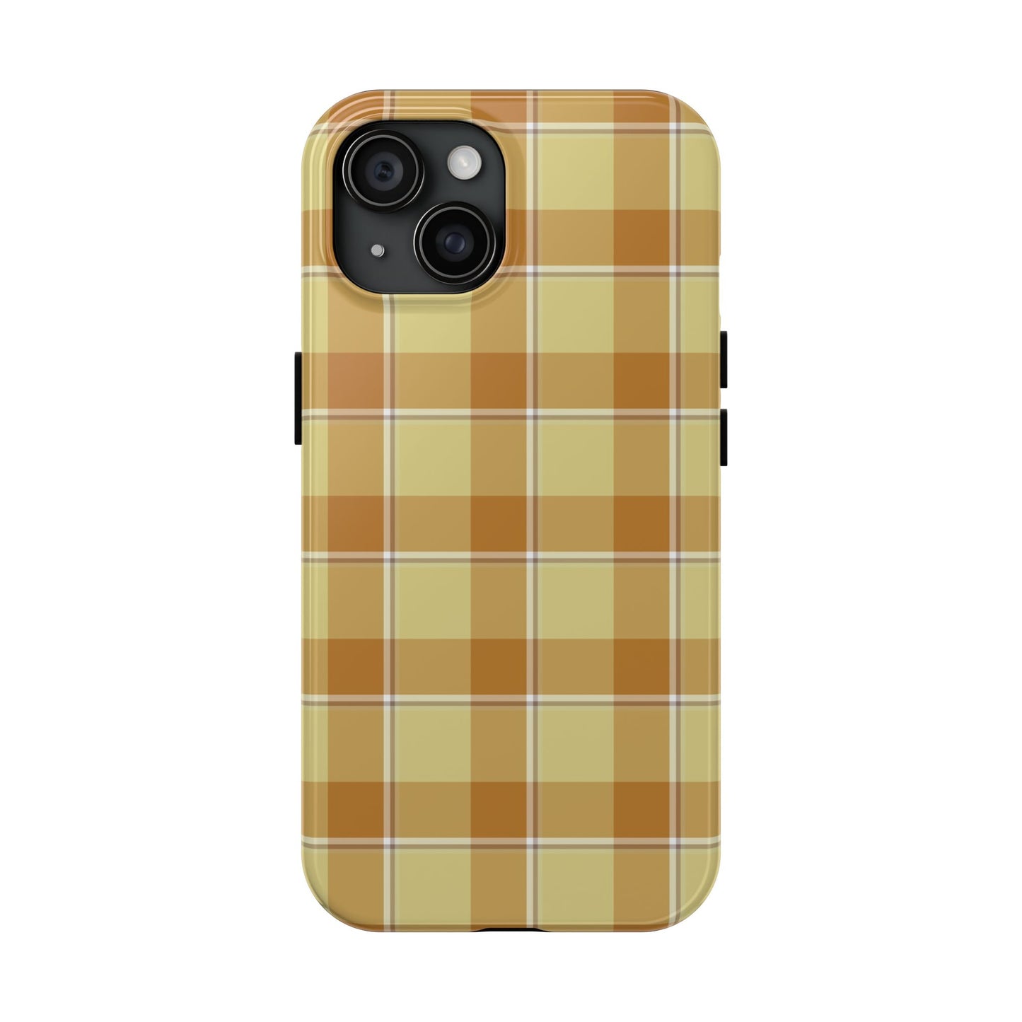 Stylish Autumn Plaid Tough Phone Cases, Trendy Phone Accessories, Durable Phone Protection, Yellow and Brown Plaid, Perfect Gift - Celtic Scents
