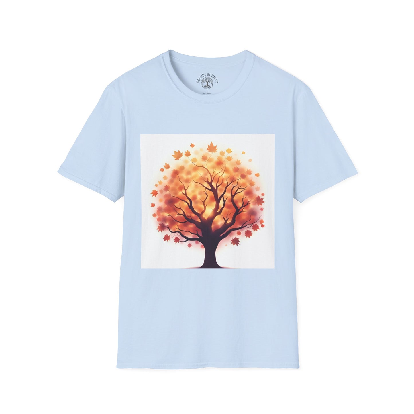 Autumn Tree Graphic T-Shirt, Fall Tee for Nature Lovers, Unisex Softstyle T-Shirt, Gift for Thanksgiving, Cozy Casual Wear - Celtic Scents