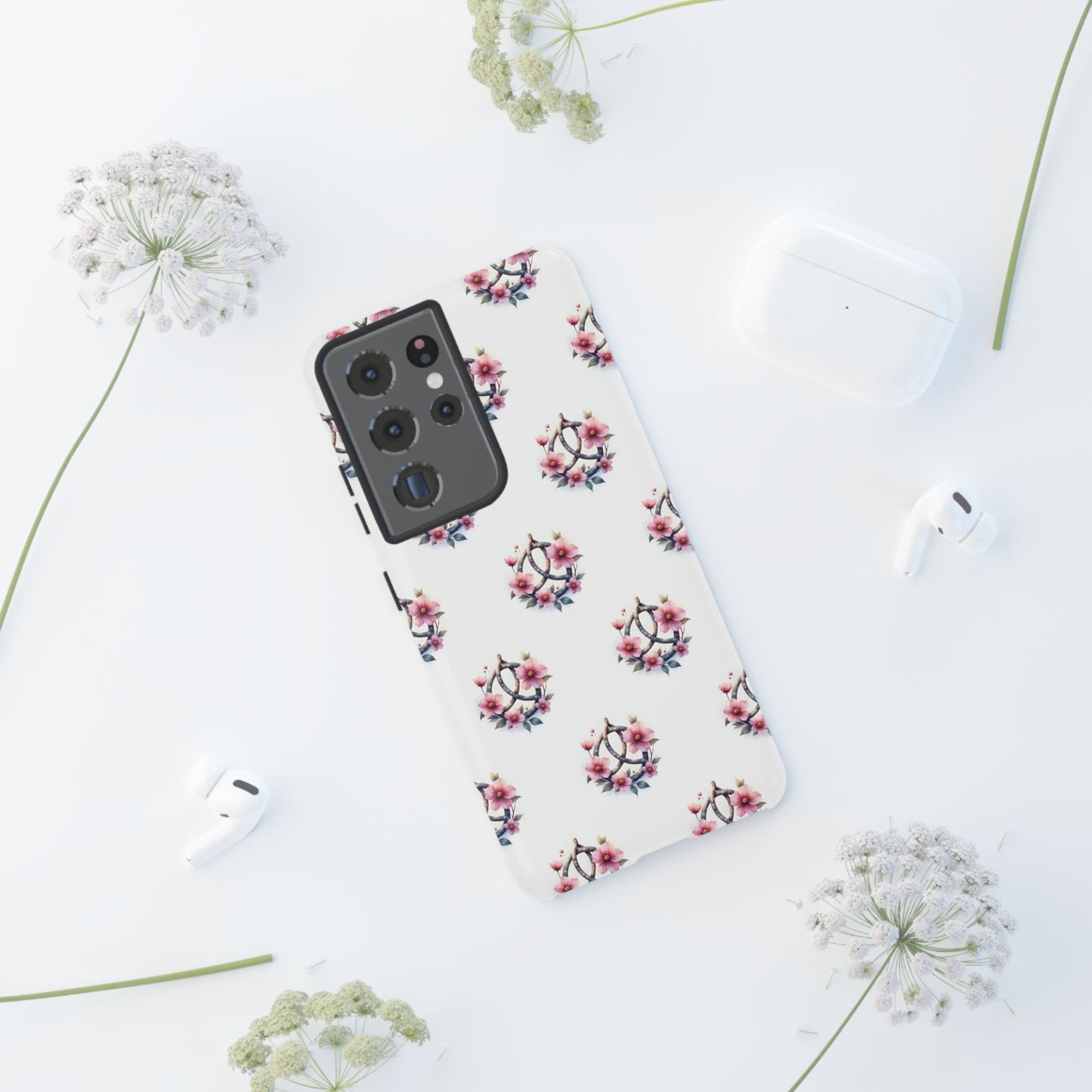 Floral Phone Case, Tough Phone Cover, Cute Protection for Mobile, Gift for Her, Celtic Knot Floral Pattern Case