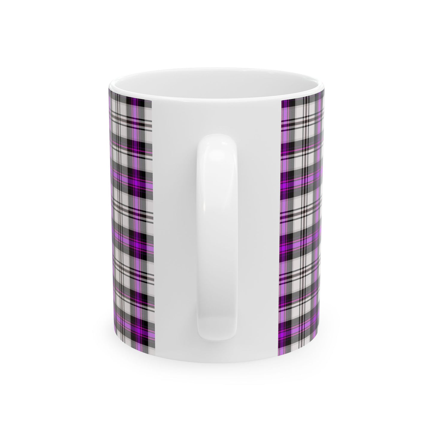 Purple Plaid Ceramic Mug, Cozy Drinkware, Gift for Her, Kitchen Decor, Fall Vibes, 11oz/15oz Options - Celtic Scents