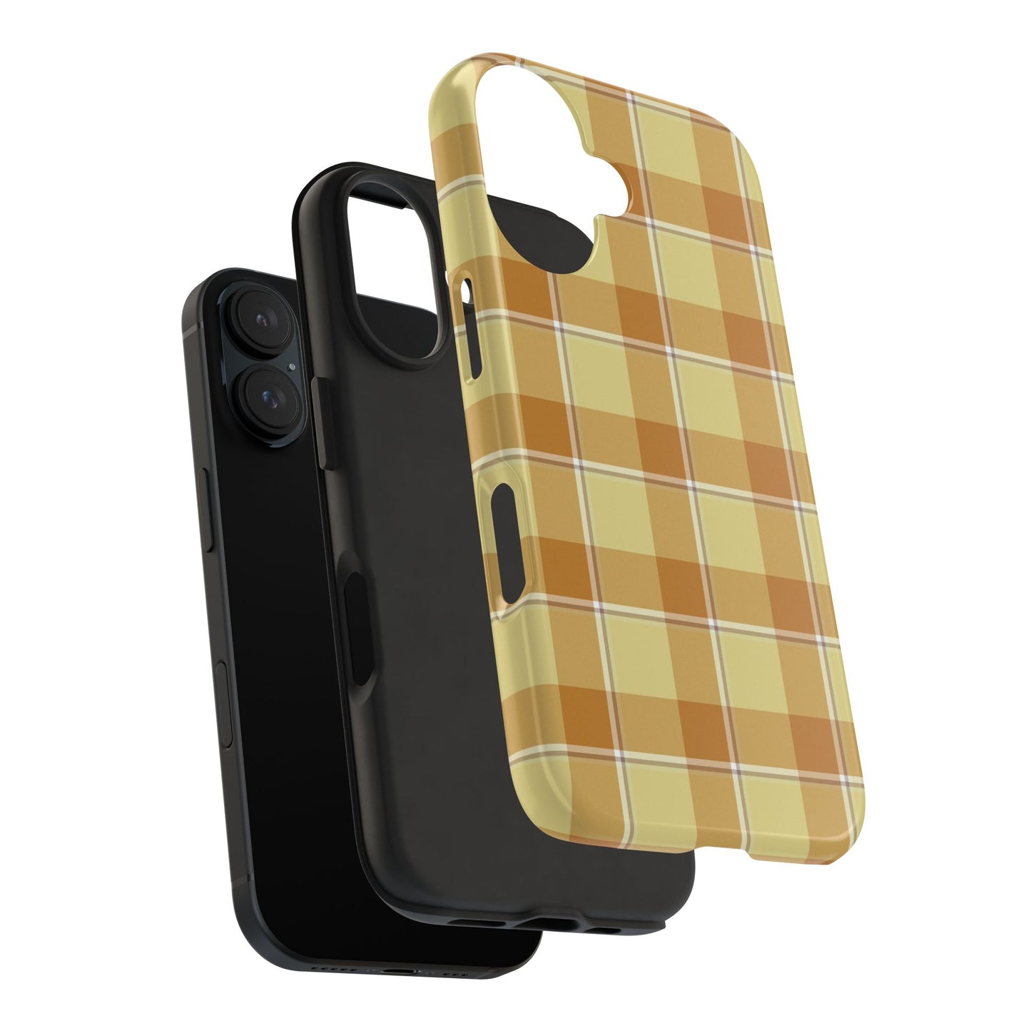 Stylish Autumn Plaid Tough Phone Cases, Trendy Phone Accessories, Durable Phone Protection, Yellow and Brown Plaid, Perfect Gift