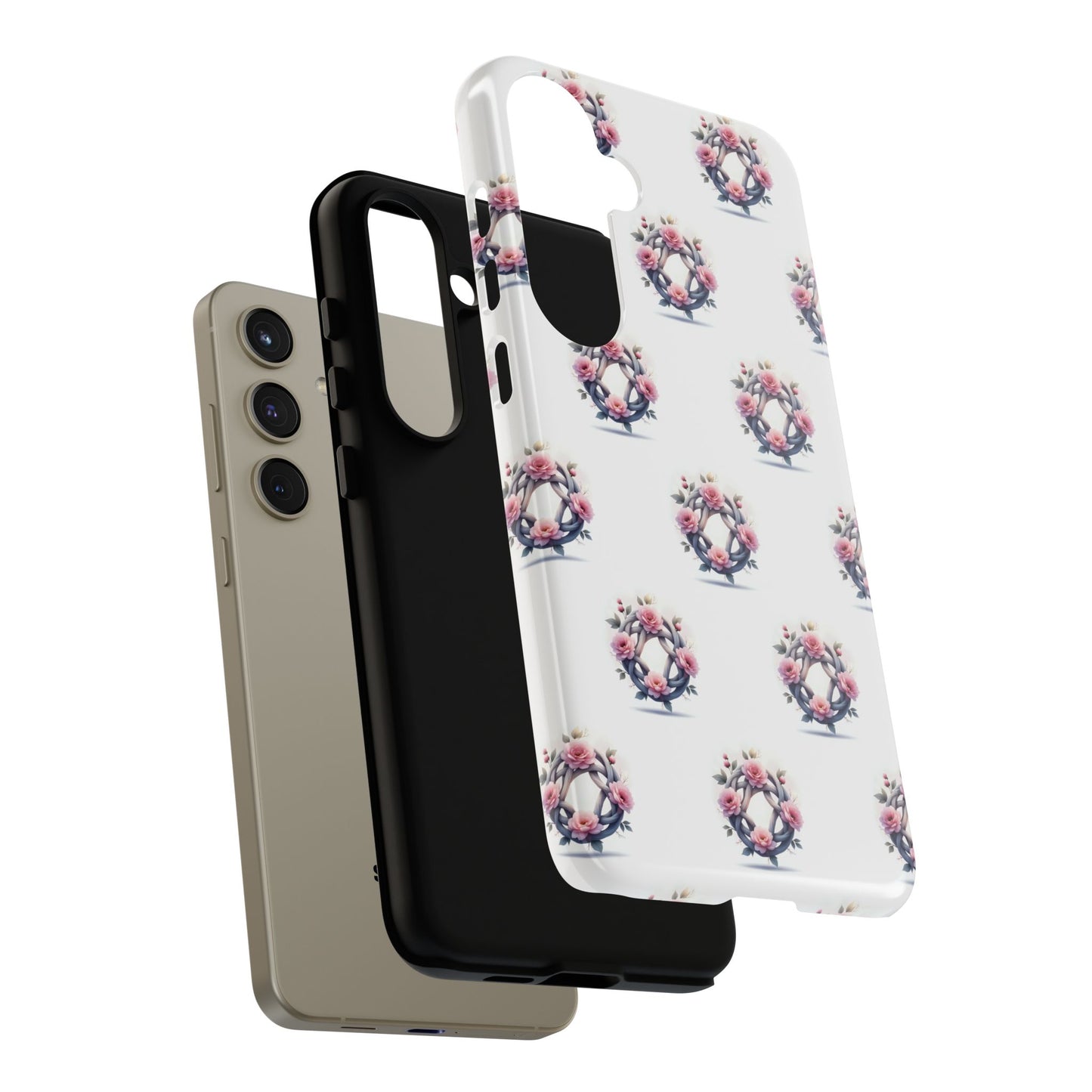 Floral Phone Case, Tough Cases for Women, Cute Celtic Knot Floral Design iPhone Cover, Gift for Her, Stylish Tech Accessories