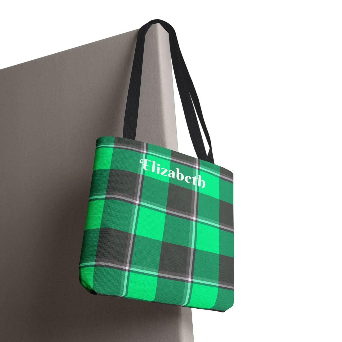Personalized Green Plaid Tote Bag, Custom Shopping Bag, Eco-Friendly Gift, Beach Bag, Everyday Handbag, Travel Tote - Celtic Scents