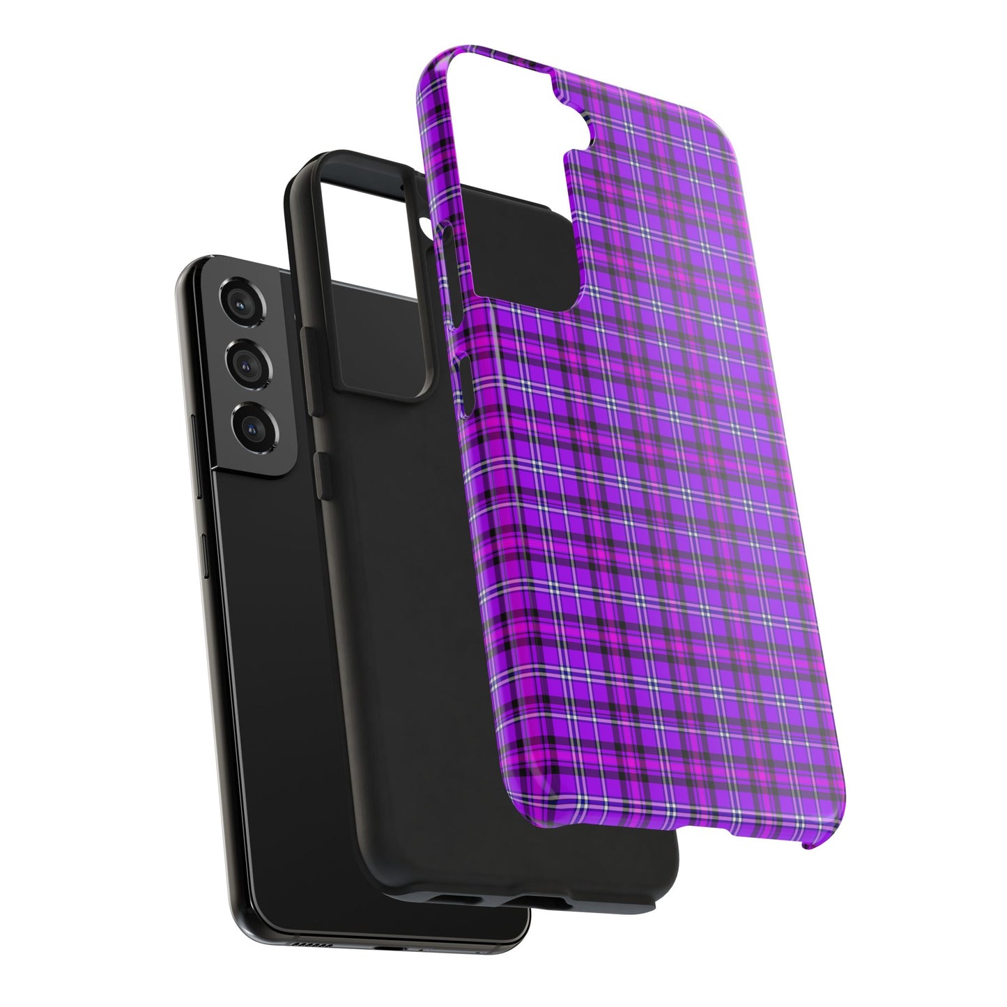 Purple Plaid Stylish Tough Phone Cases, Durable Phone Cover, Protective Case, Trendy Design, Gifts for Her