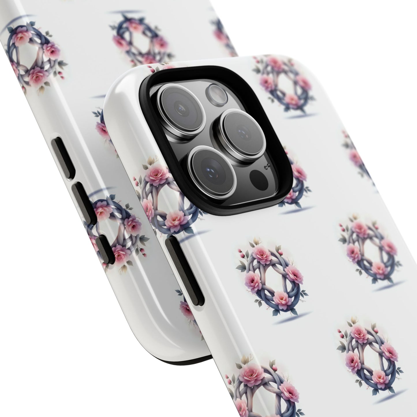 Floral Phone Case, Tough Cases for Women, Cute Celtic Knot Floral Design iPhone Cover, Gift for Her, Stylish Tech Accessories