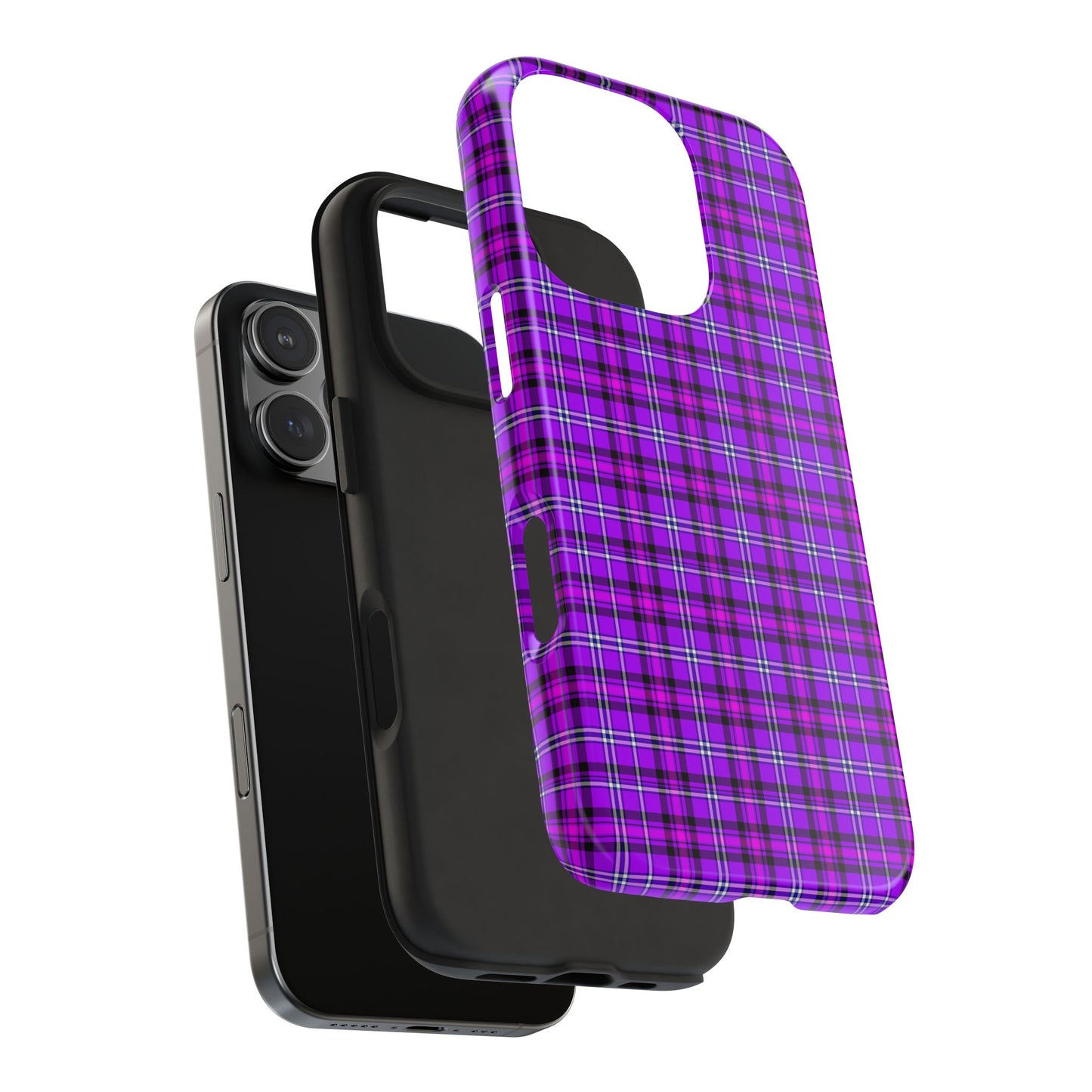 Purple Plaid Stylish Tough Phone Cases, Durable Phone Cover, Protective Case, Trendy Design, Gifts for Her