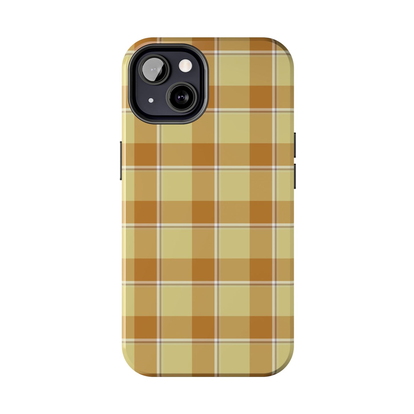 Stylish Autumn Plaid Tough Phone Cases, Trendy Phone Accessories, Durable Phone Protection, Yellow and Brown Plaid, Perfect Gift - Celtic Scents