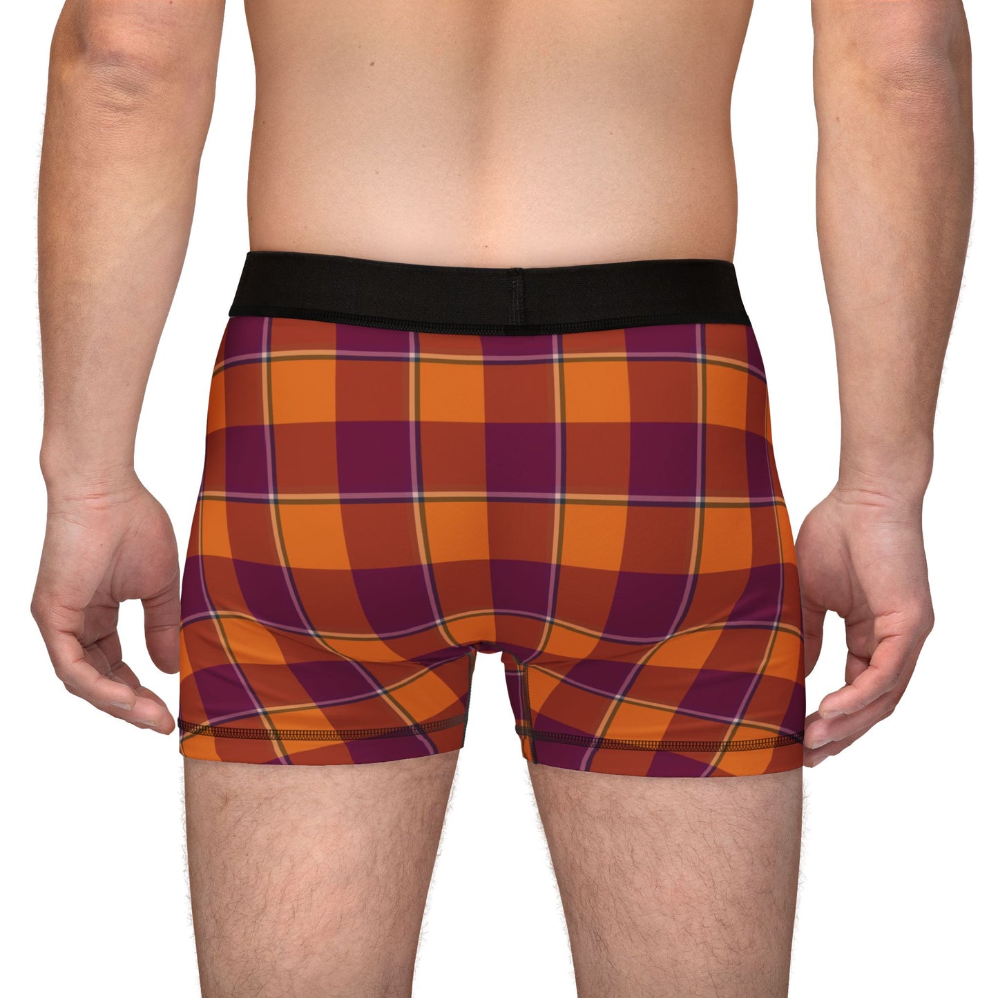 Tahiti Gold and Rose Bud Cherry Plaid Men's Boxers, Stylish, Unique Underwear for Everyday Wear
