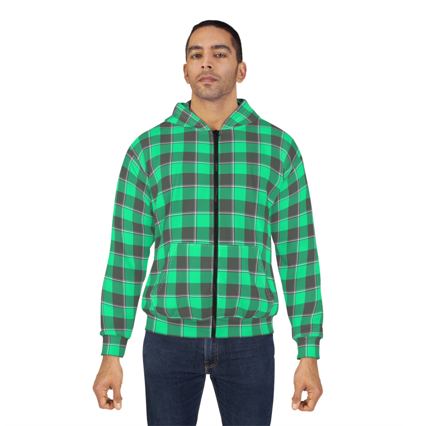 Unisex Plaid Zip Hoodie, Cozy Layering, Casual Wear, Perfect for Fall, Gifts for Him and Her, Everyday Comfort - Celtic Scents