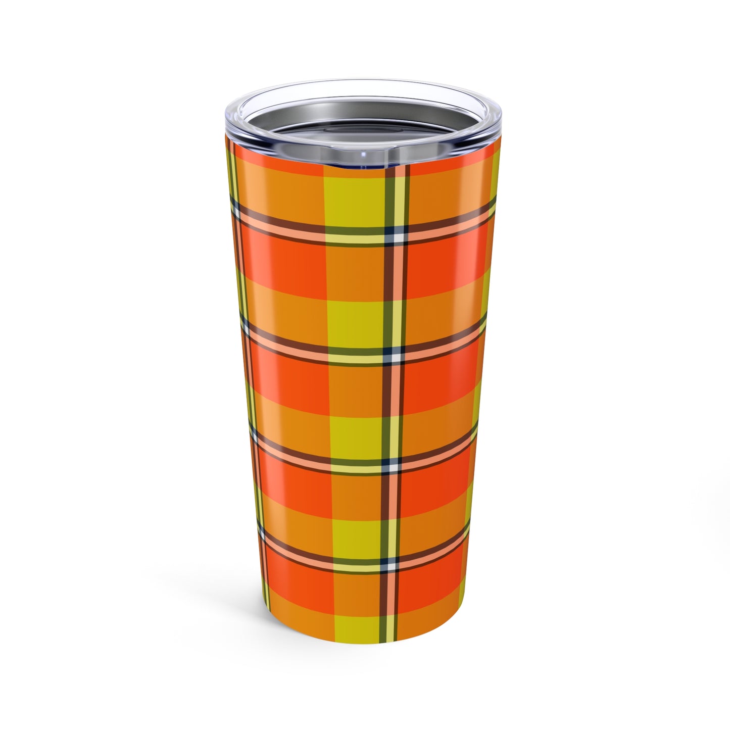 Vibrant Autumn Plaid Tumbler | 20oz Insulated Drinkware for Fall, Thanksgiving, Cozy Vibe, Outdoor Events, Gift for Her, Plaid Lover - Celtic Scents