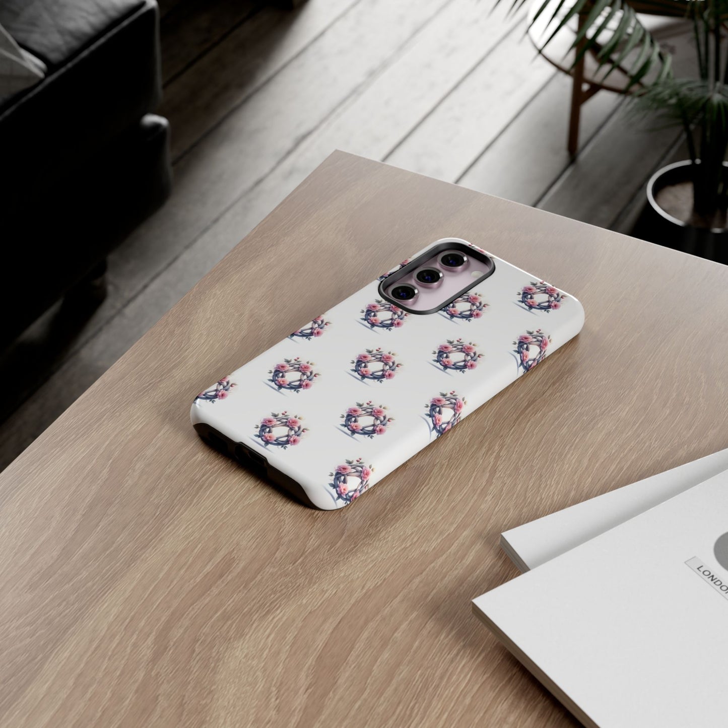 Floral Phone Case, Tough Cases for Women, Cute Celtic Knot Floral Design iPhone Cover, Gift for Her, Stylish Tech Accessories