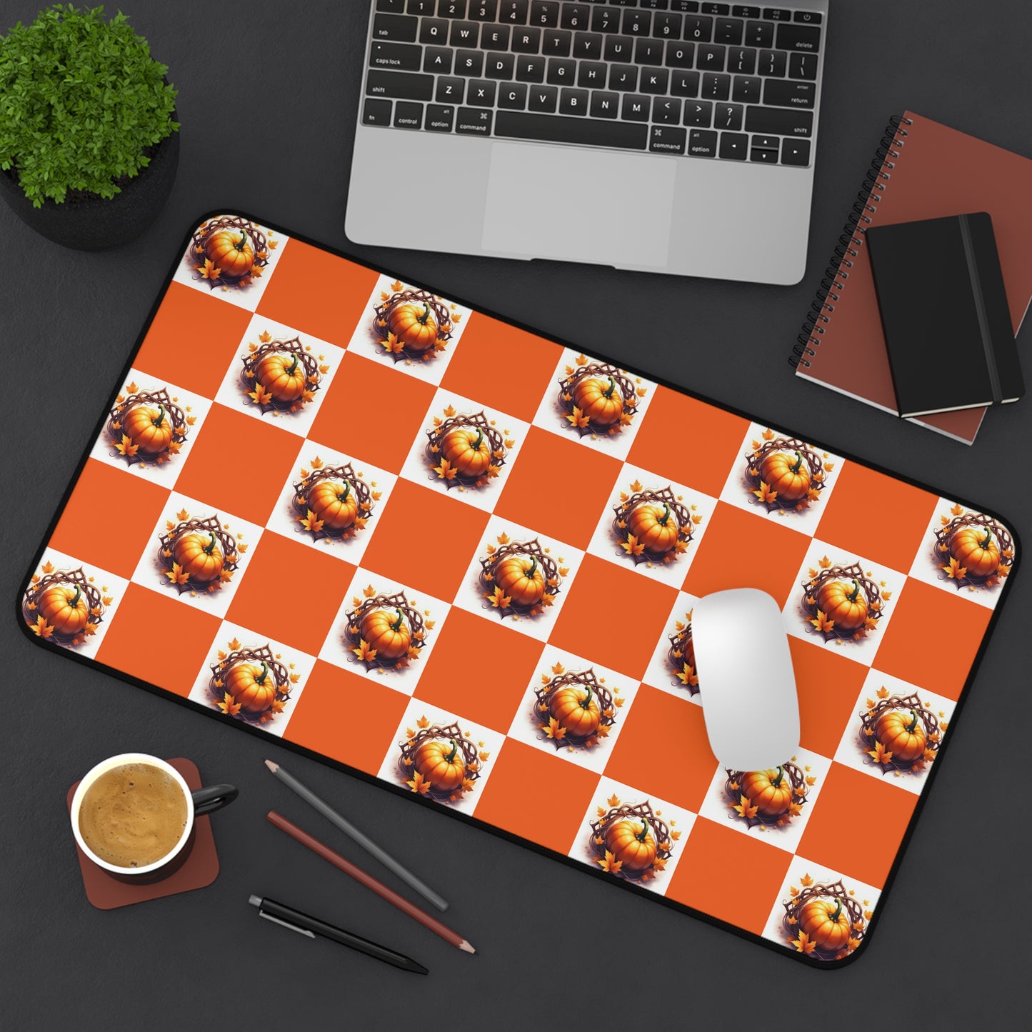 Vibrant Desk Mat with Pumpkin Design, Office Decor, Mousepad, Gift for Coworkers, Desk Accessories, Home Office - Celtic Scents