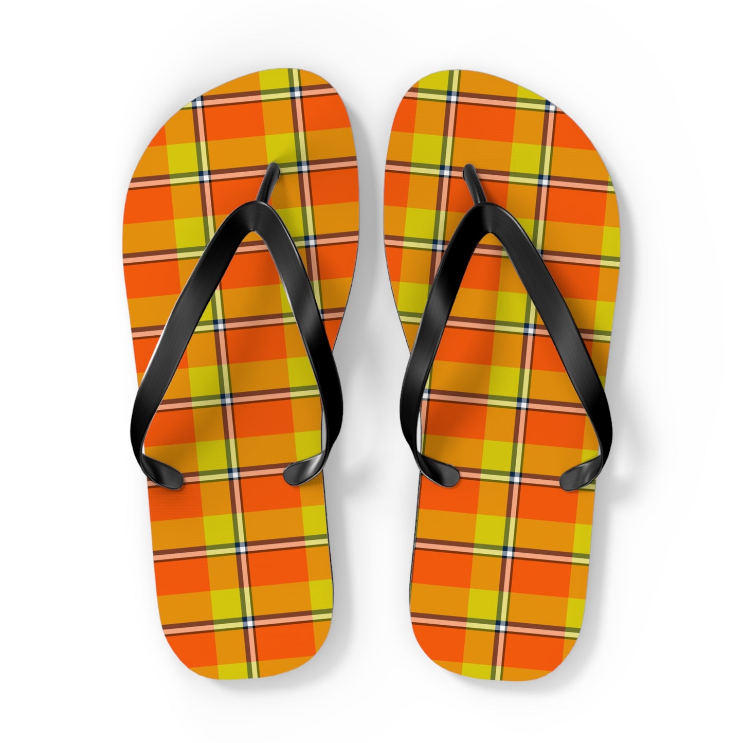 Bright Plaid Flip Flops | Summer Sandals, Beachwear, Vacation Footwear, Gift for Her, Casual Slip-Ons, Autumn Design - Celtic Scents