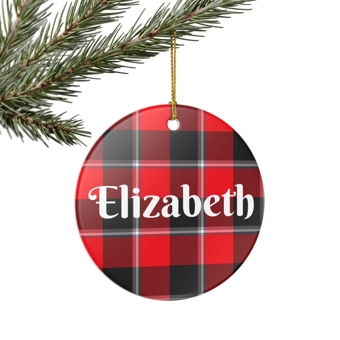 Personalized Plaid Ornament, Custom Holiday Decor, Christmas Gift, Family Keepsake, Unique Home Decoration