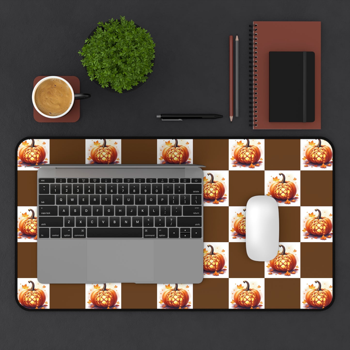 Pumpkin Spice Desk Mat - Autumn Office Decor, Fall Desk Accessory, Seasonal Home Office Gift, Work From Home Essentials, Halloween Decor - Celtic Scents