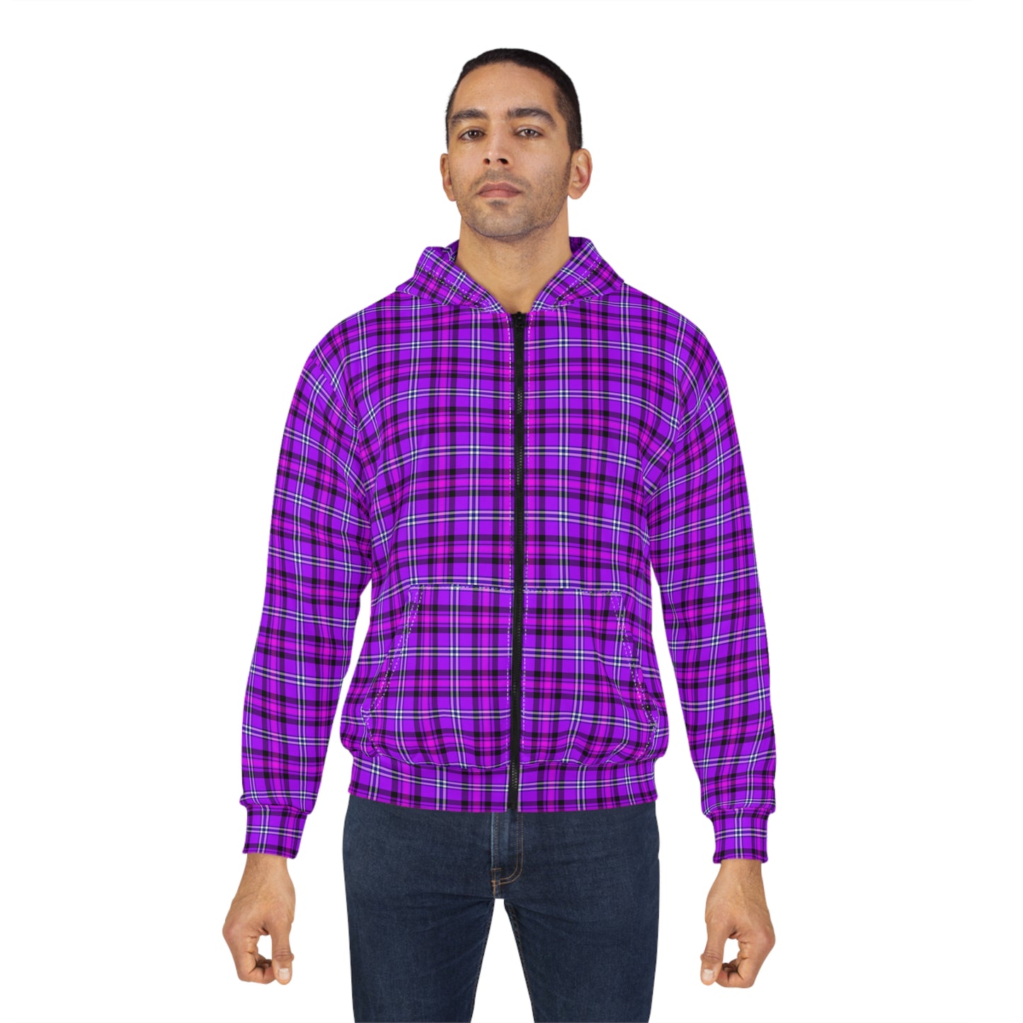Stylish Plaid Unisex Zip Hoodie, Cozy Oversized Jacket, Casual Wear, Perfect for Fall, Great Gift for All Occasions - Celtic Scents