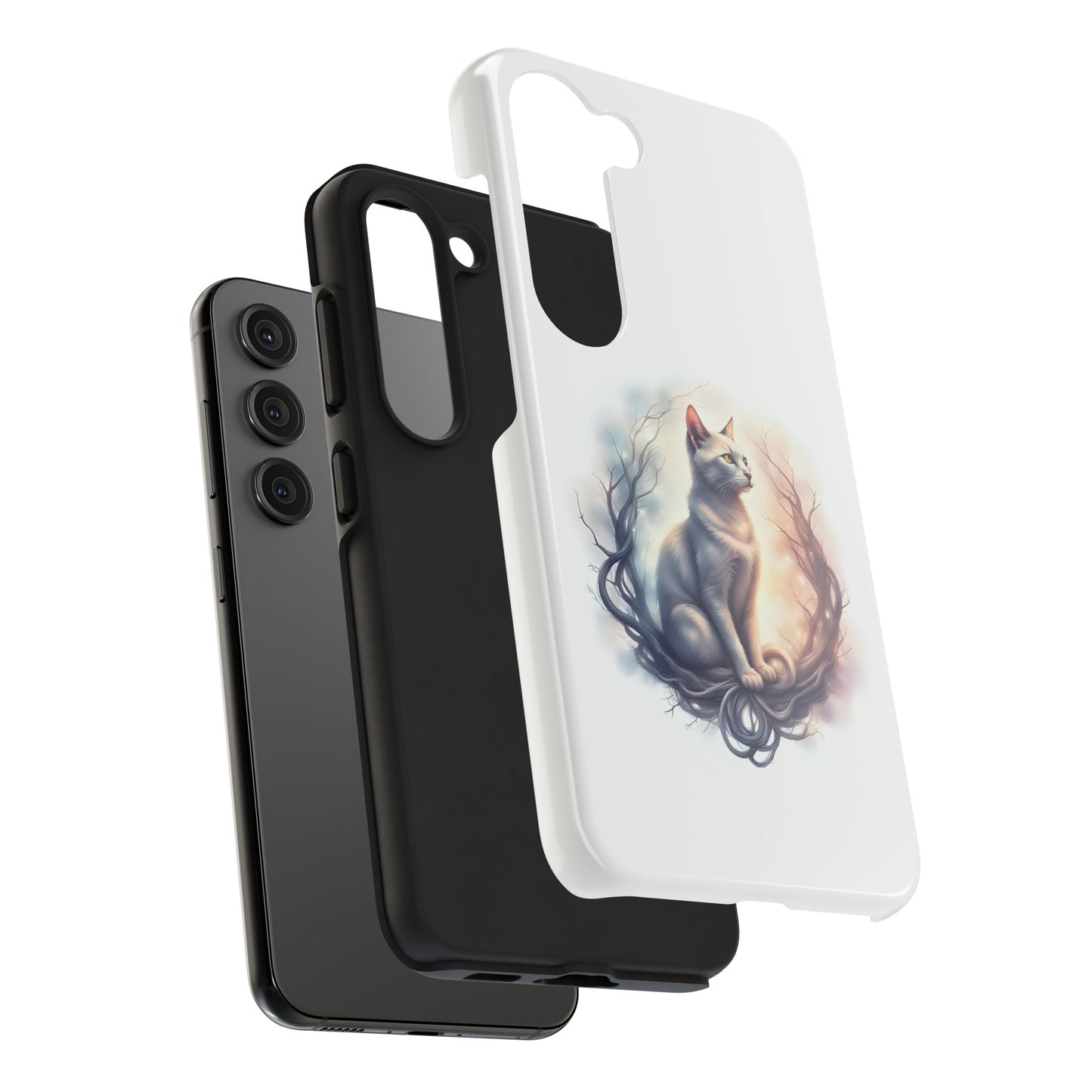 Artistic Cat Phone Case, Tough Phone Cases, Pet Lover Gift, Cat Lover Accessory, Unique Phone Cover, Protector Case