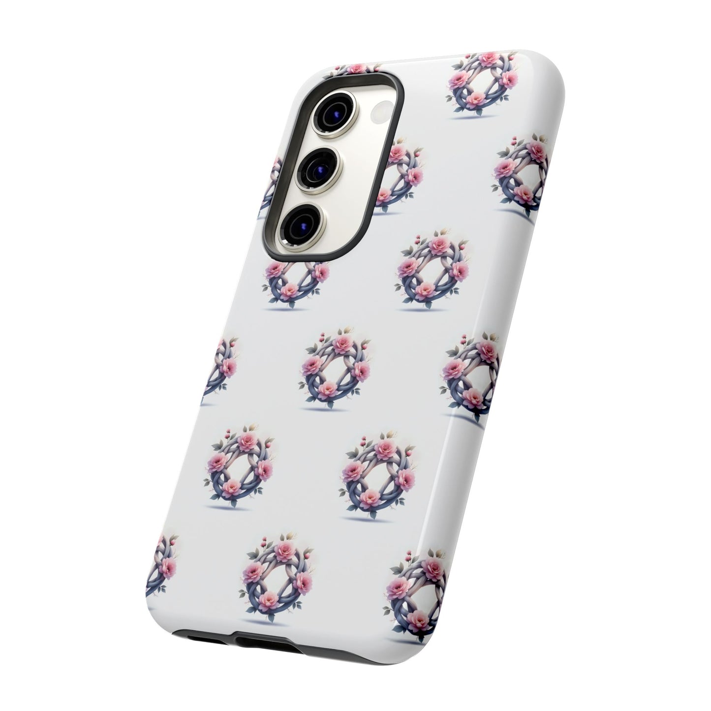 Floral Phone Case, Tough Cases for Women, Cute Celtic Knot Floral Design iPhone Cover, Gift for Her, Stylish Tech Accessories