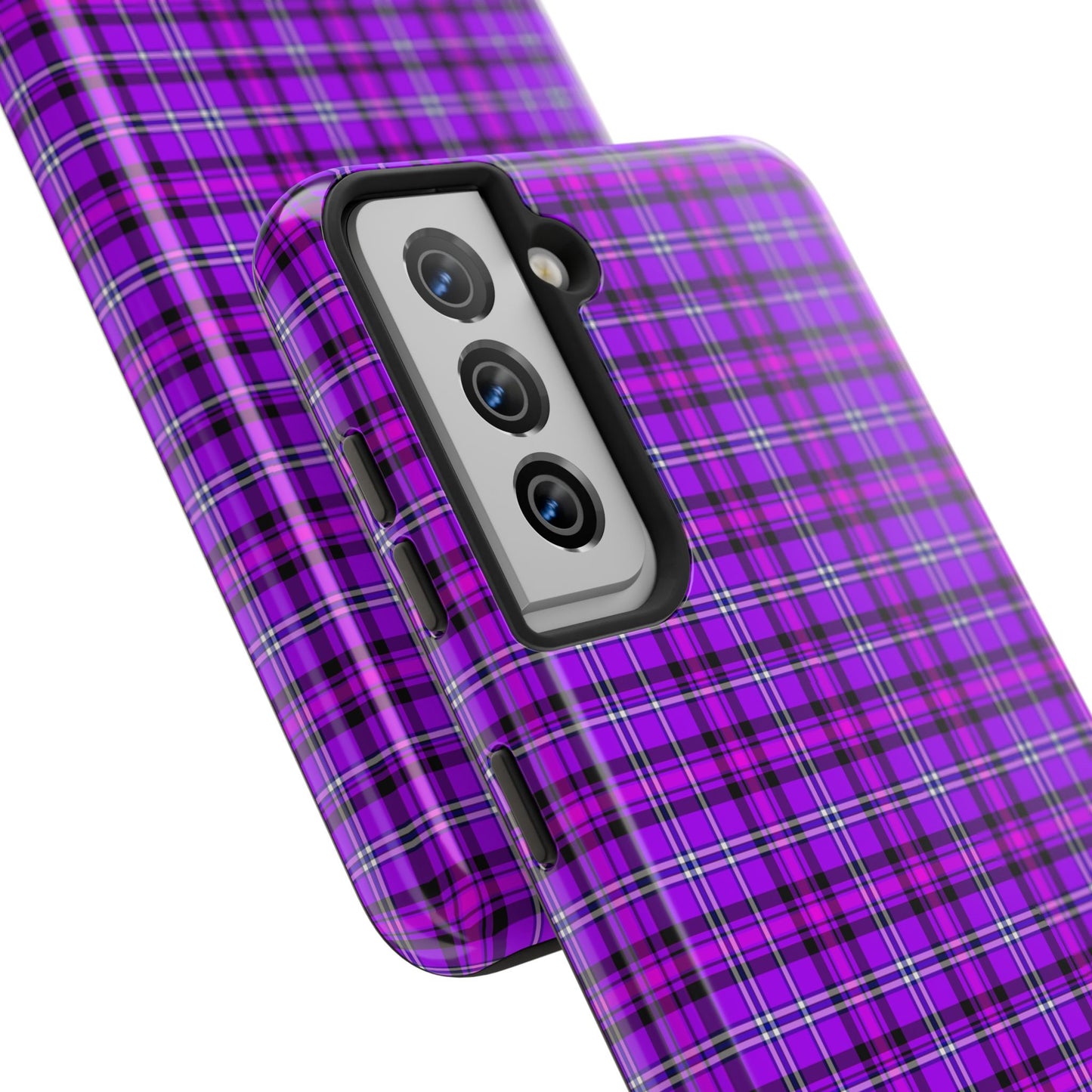 Purple Plaid Stylish Tough Phone Cases, Durable Phone Cover, Protective Case, Trendy Design, Gifts for Her