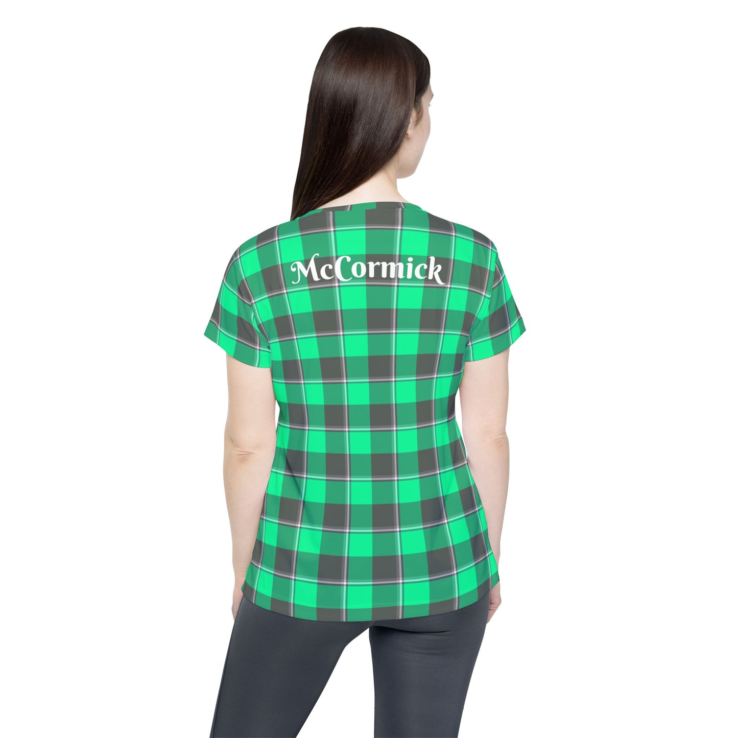 Women's Sports Jersey, Customizable Shirt, Green Plaid, Casual Comfort - Celtic Scents