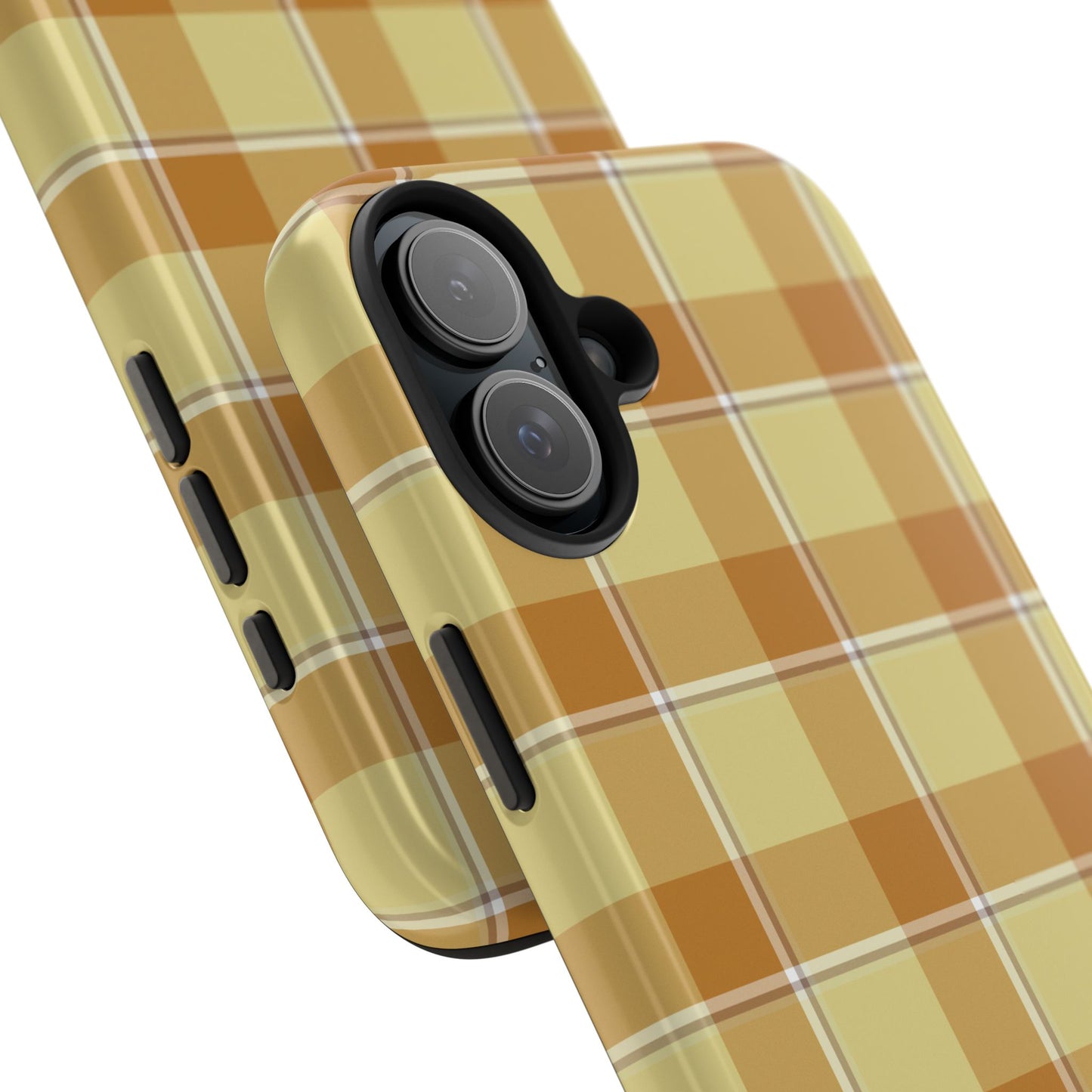 Stylish Autumn Plaid Tough Phone Cases, Trendy Phone Accessories, Durable Phone Protection, Yellow and Brown Plaid, Perfect Gift