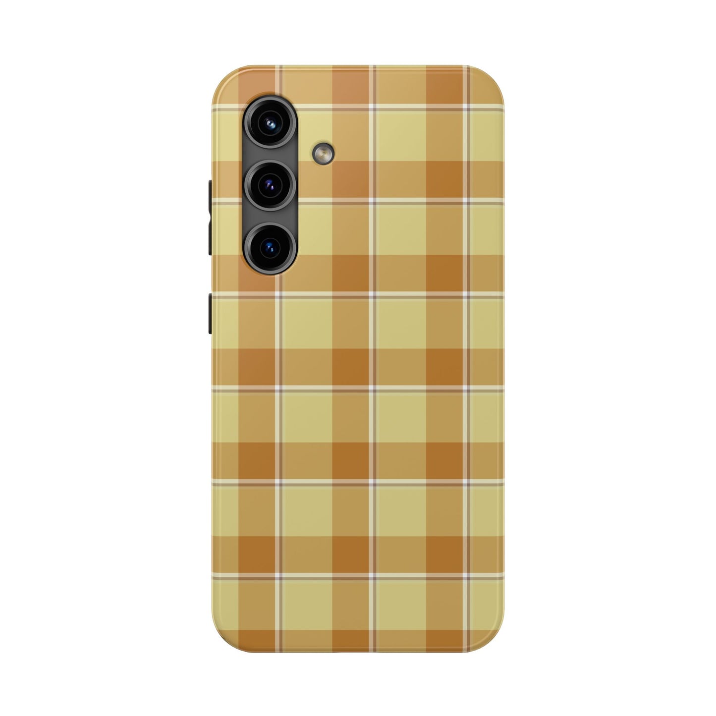 Stylish Autumn Plaid Tough Phone Cases, Trendy Phone Accessories, Durable Phone Protection, Yellow and Brown Plaid, Perfect Gift - Celtic Scents