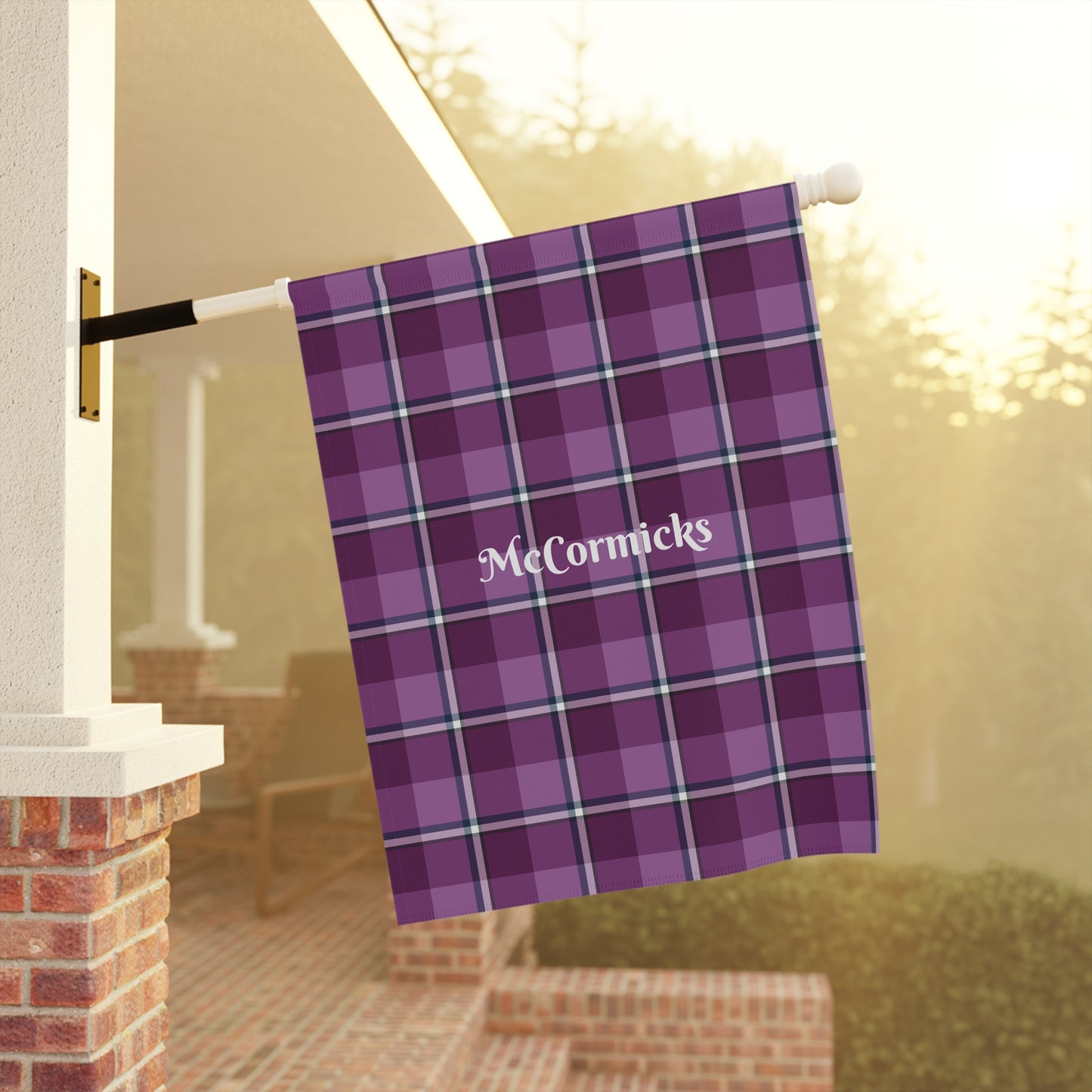 Plaid Garden Banner, Personalized Outdoor Decor, Home and Patio Decoration, Rustic Style Garden - Celtic Scents