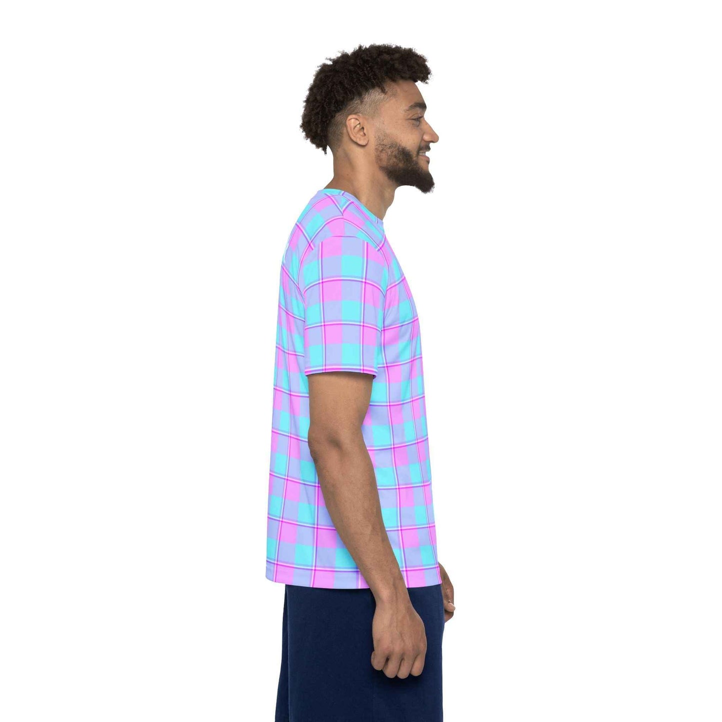 Customized Men's Sports Jersey, Vibrant Plaid, Athleisure Tee, Casual Wear, Summer Sports