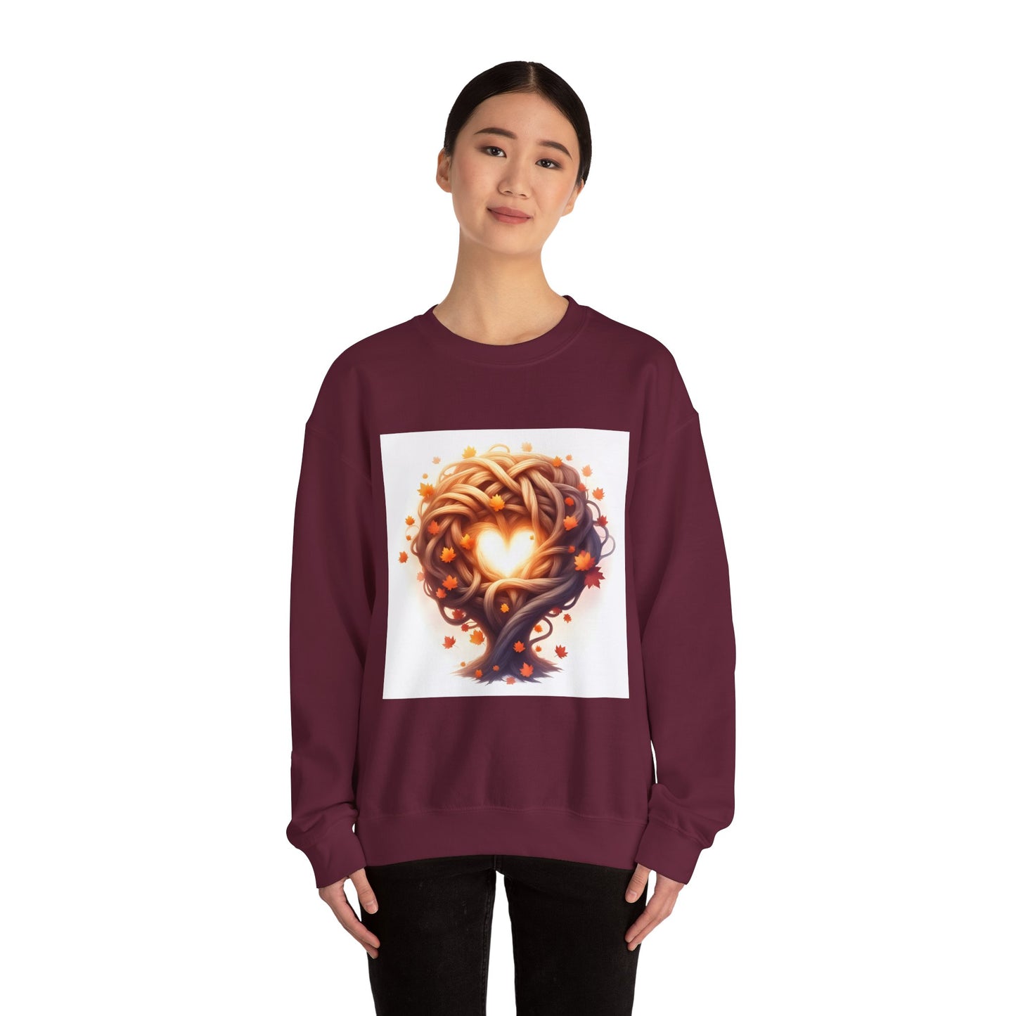 Heart Tree Crewneck Sweatshirt, Cozy Love Sweatshirt, Unisex Gift for Loved Ones, Fall Fashion, Nature-Inspired Apparel - Celtic Scents